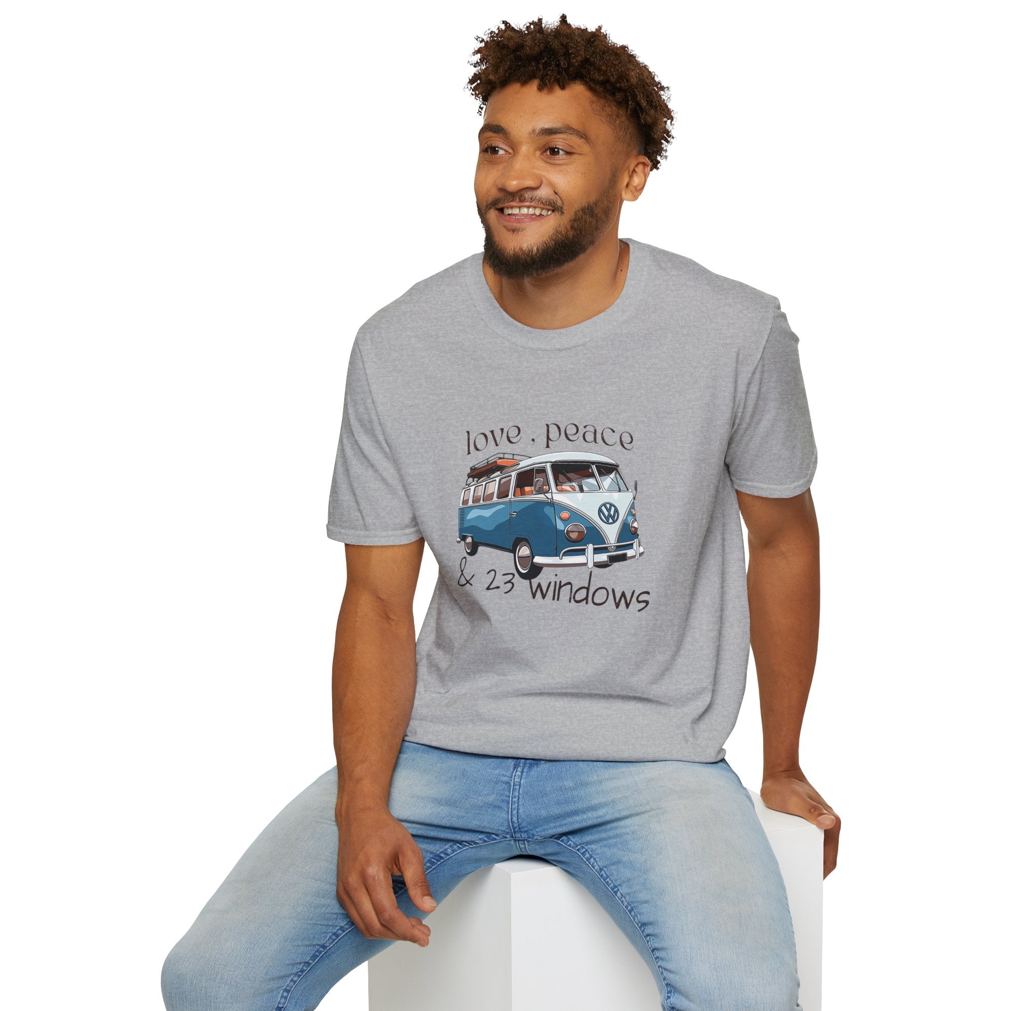 Love Peace & 23 Windows VW Bus T-Shirt | Vintage Boho Unisex Tee