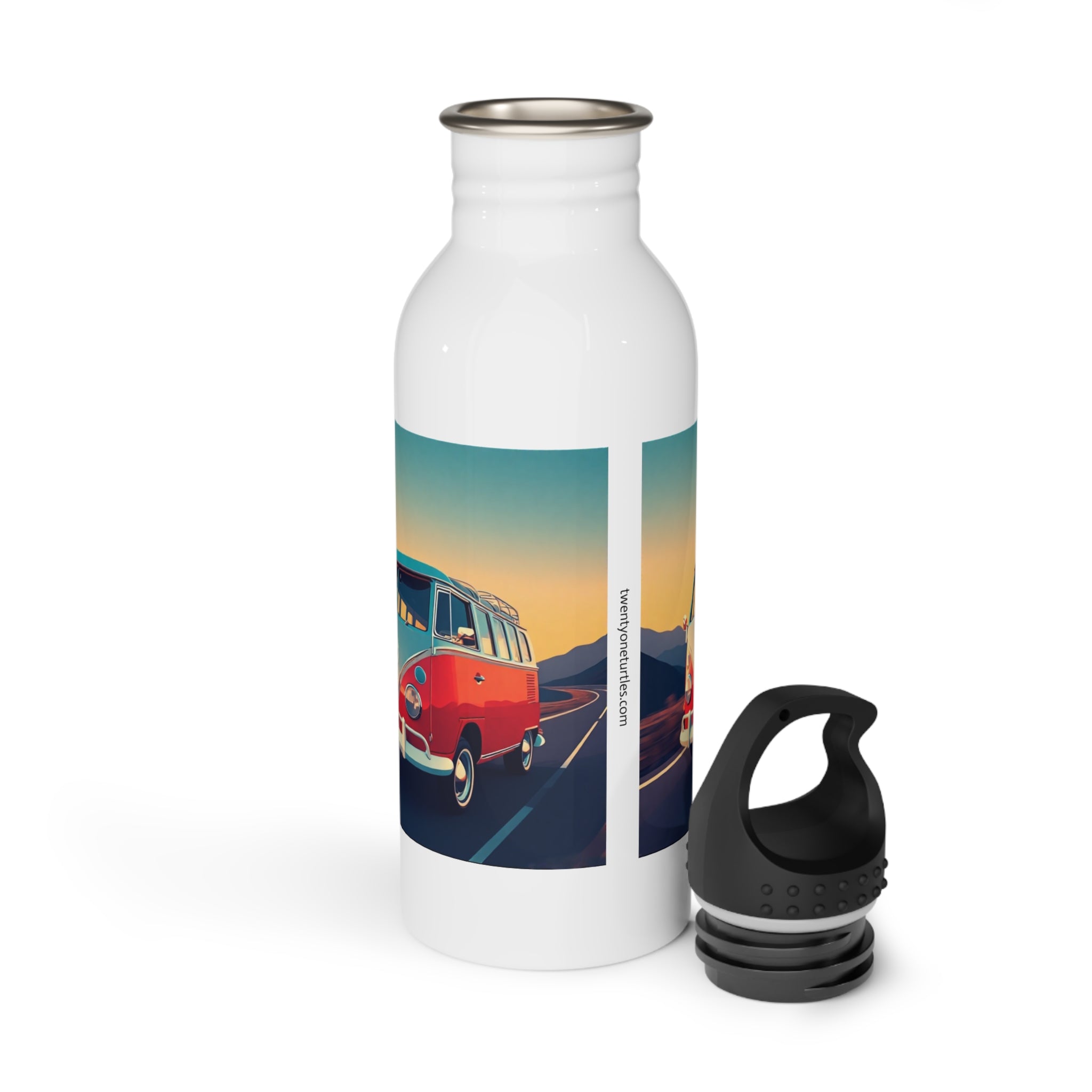20oz Stainless Steel Water Bottle – VW Bus Print, Road Trip Ready