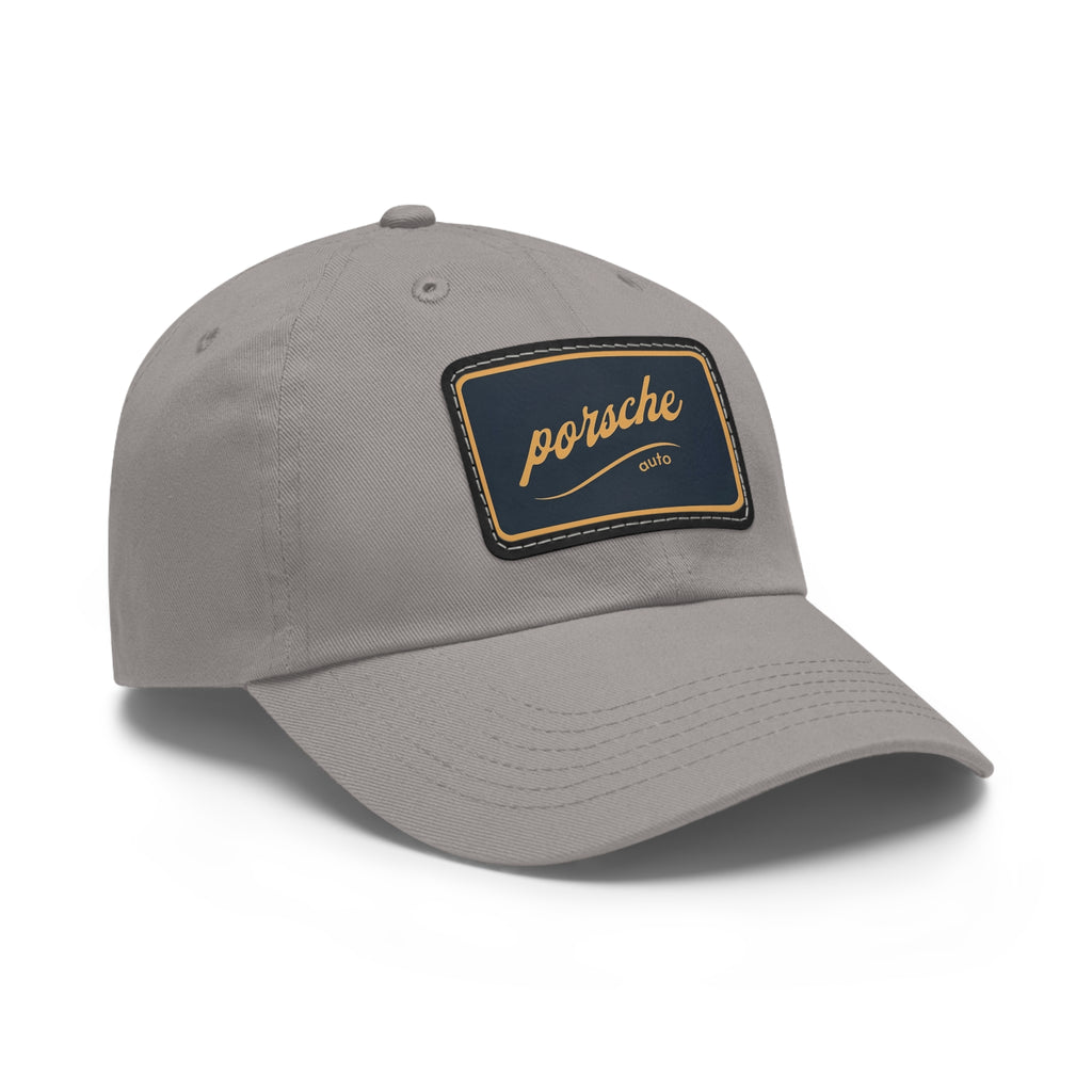 Porsche Logo Chino Twill Cap – Leather Patch Casual Hat for Car Lovers