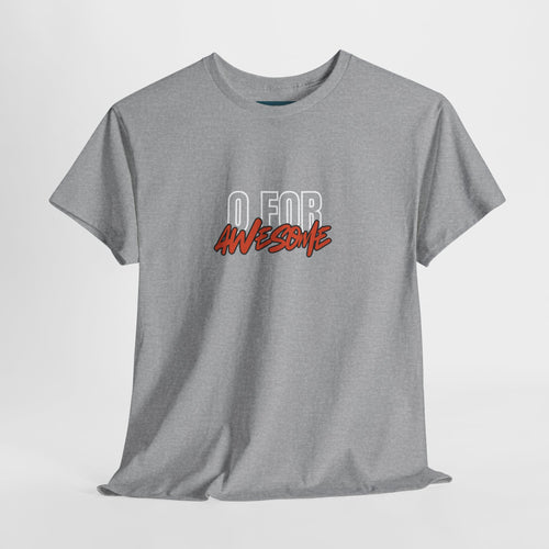 Gray t-shirt with 'Q for Awesome' text on a white background