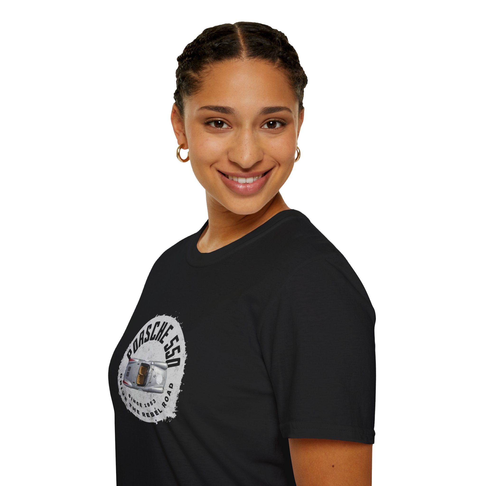 Porsche 550 Unisex Softstyle T-Shirt – Vintage Car Tee for Classic Car Lovers & Road Trip Enthusiasts