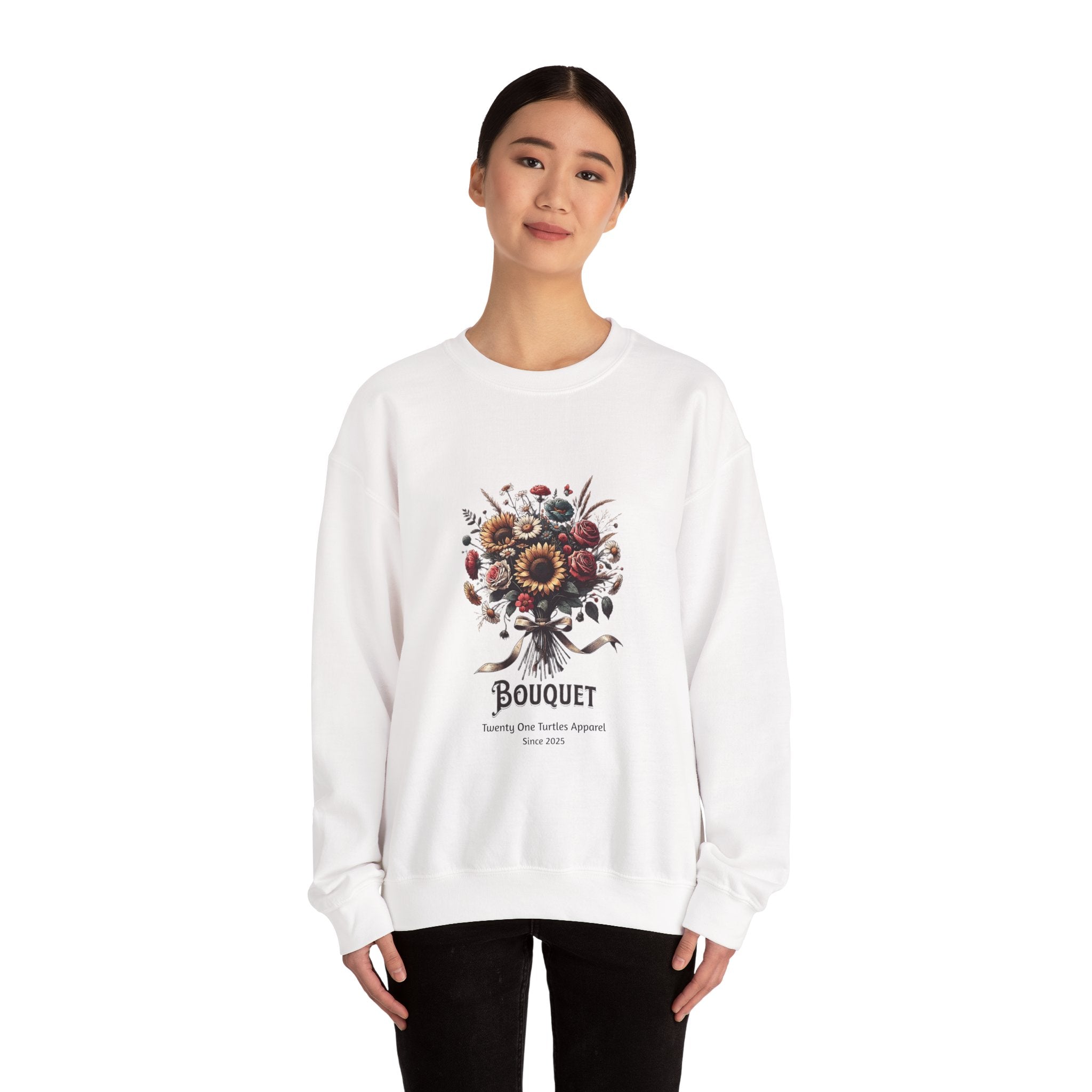 Floral Bouquet Crewneck Sweatshirt – Cozy Gift for Her, Boho Style