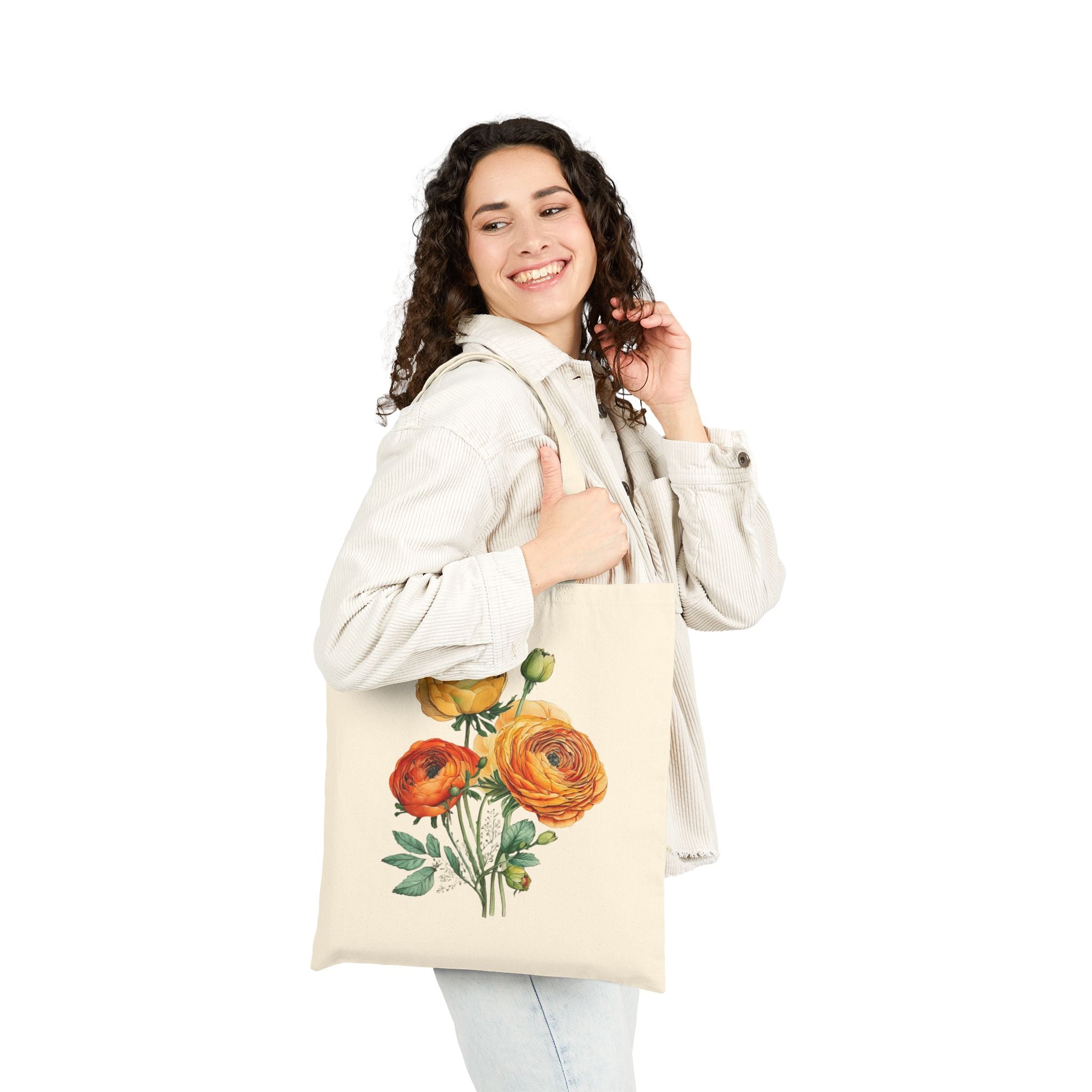Floral Art Canvas Tote Bag – Eco-Friendly Shopping & Beach Bag