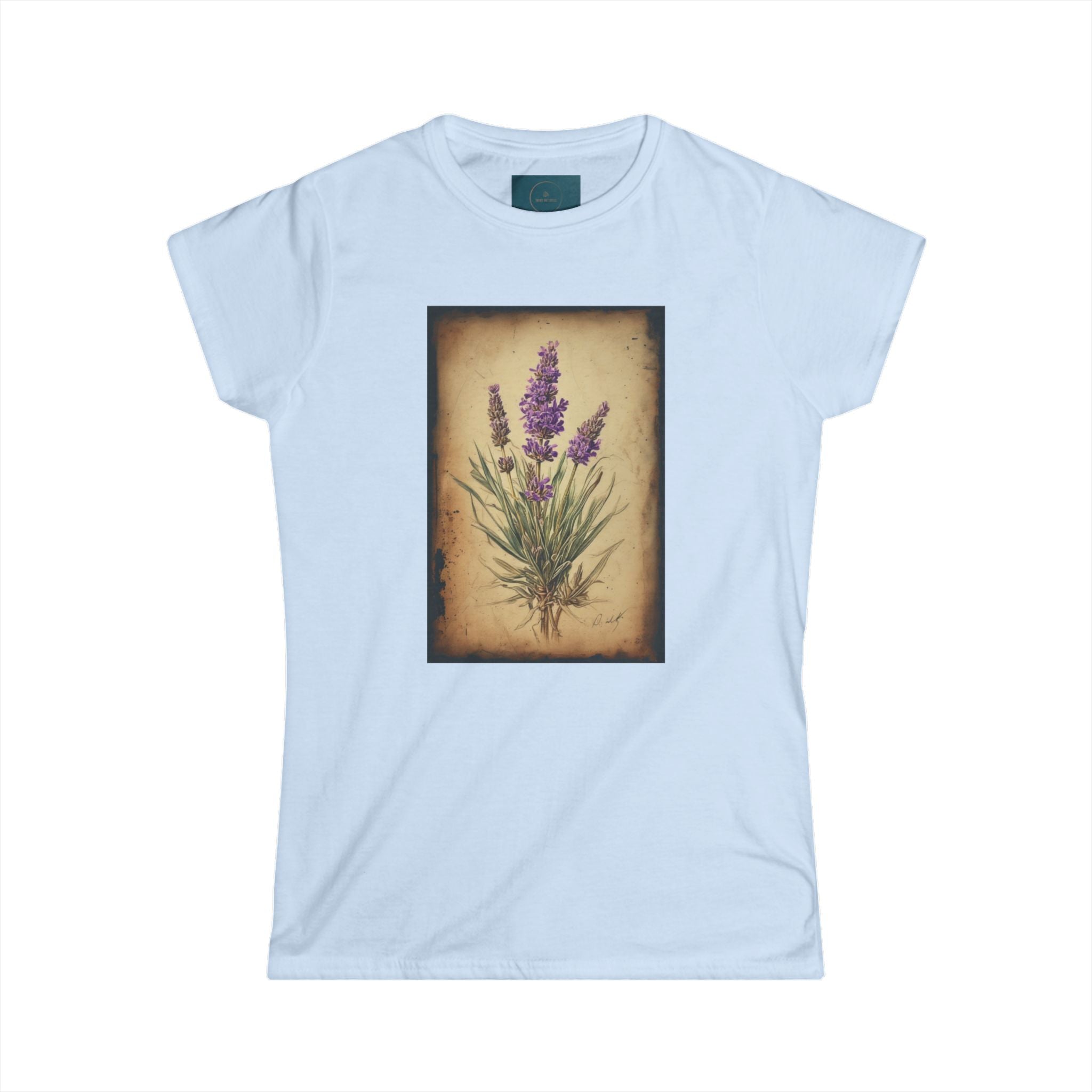 Lavender Floral Women’s Semi-Fitted Tee – Vintage Botanical Print Top