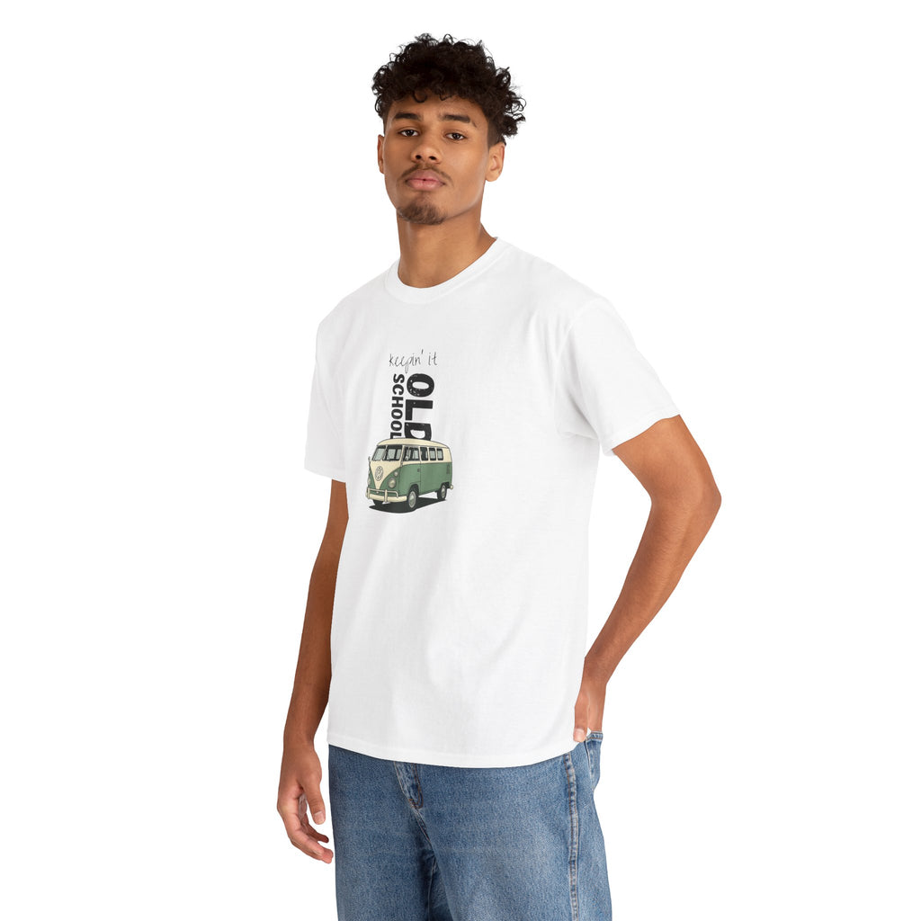 Retro VW Bus Tee | 'Keepin' It Old School' Road Trip Shirt, Vintage Camper Graphic Shirt