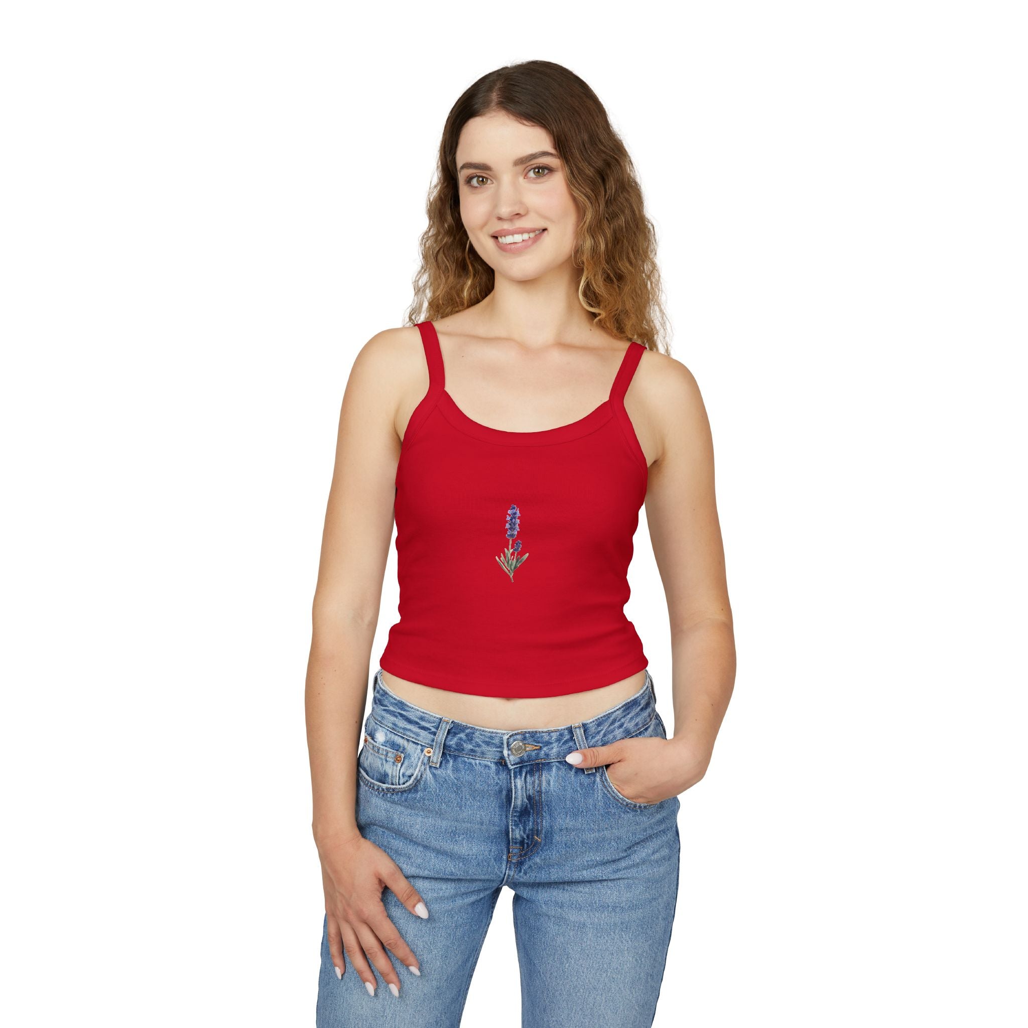 Boho Lavender Floral Tank – Women’s Spaghetti Strap Summer Top