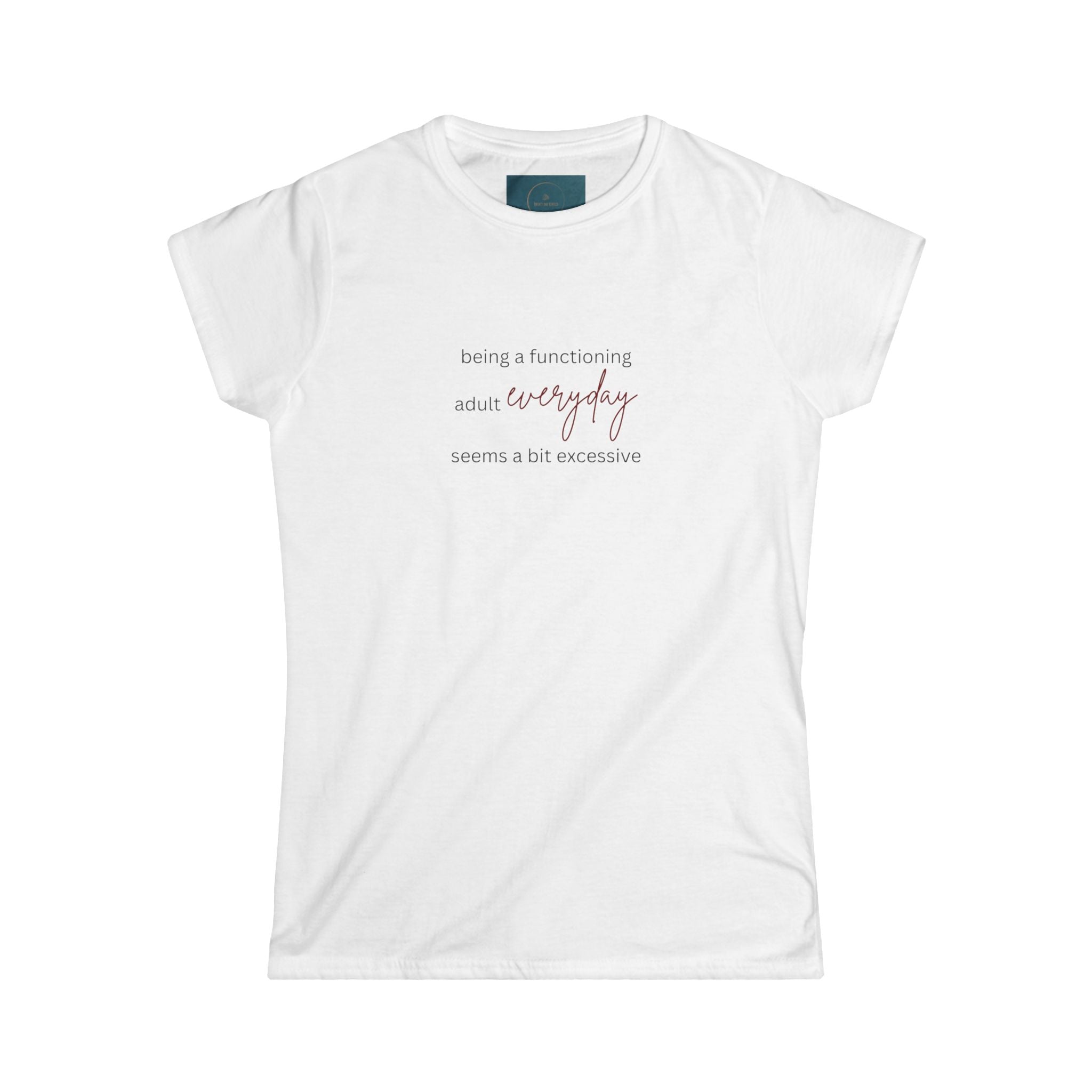 White t-shirt with text on a white background