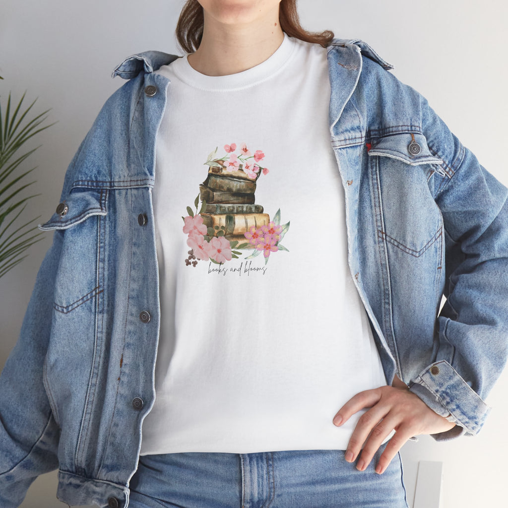 'Books and Blooms' T-shirt | Perfect Gift for Her | Tee for Book Lovers