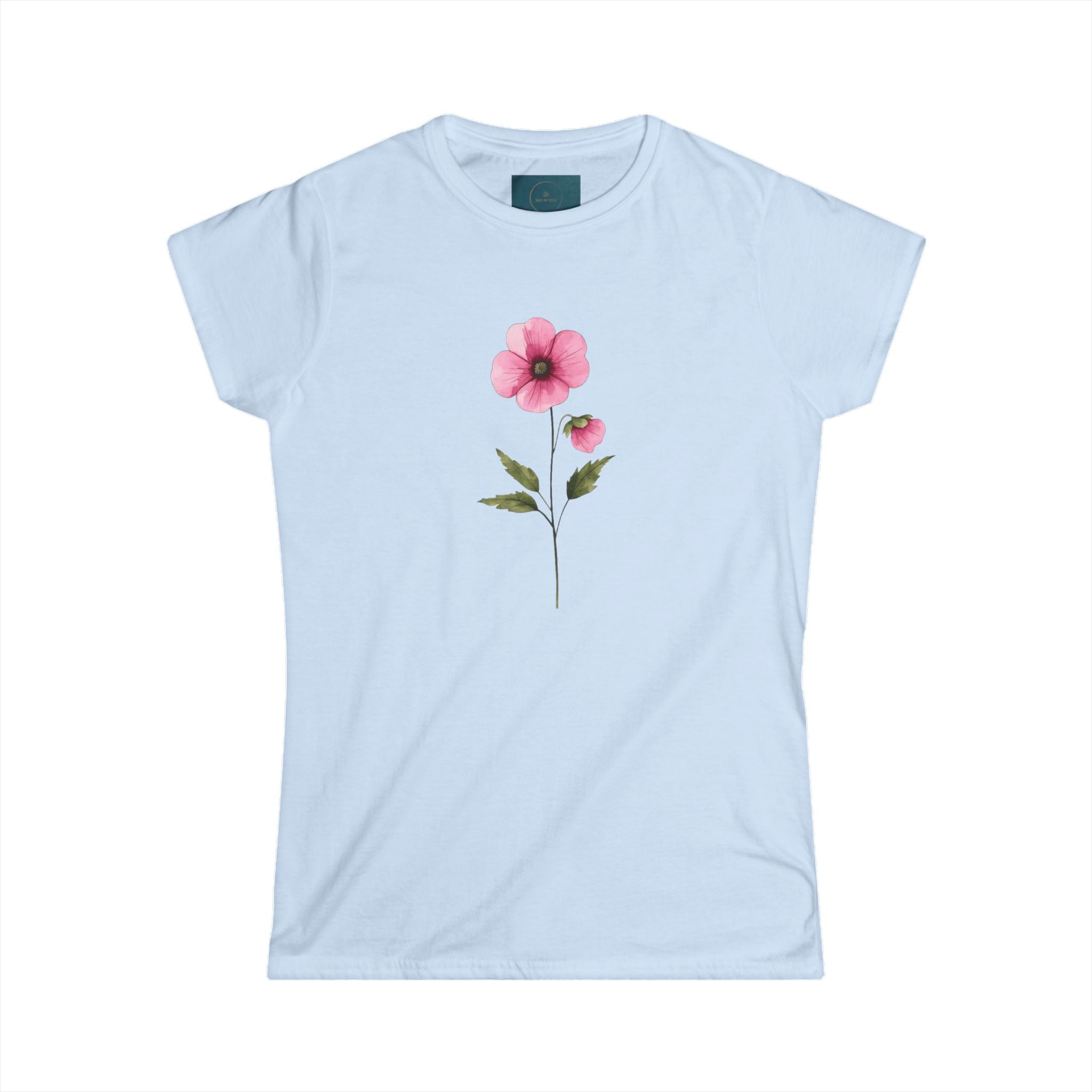 Floral Women's Casual Tee – Softstyle Semi-Fitted Summer Shirt