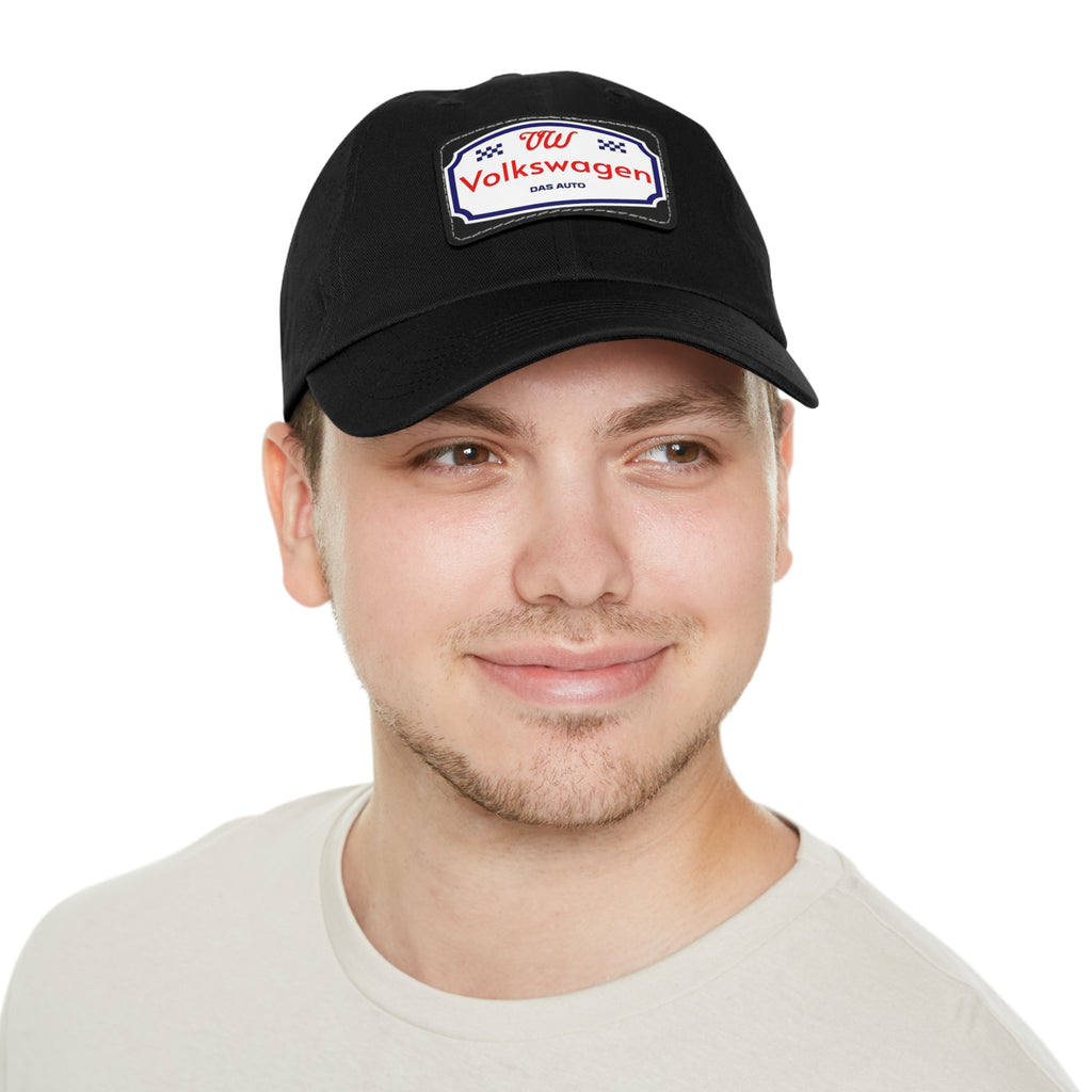 VW Logo Chino Twill Cap – Leather Patch Hat for Car Lovers