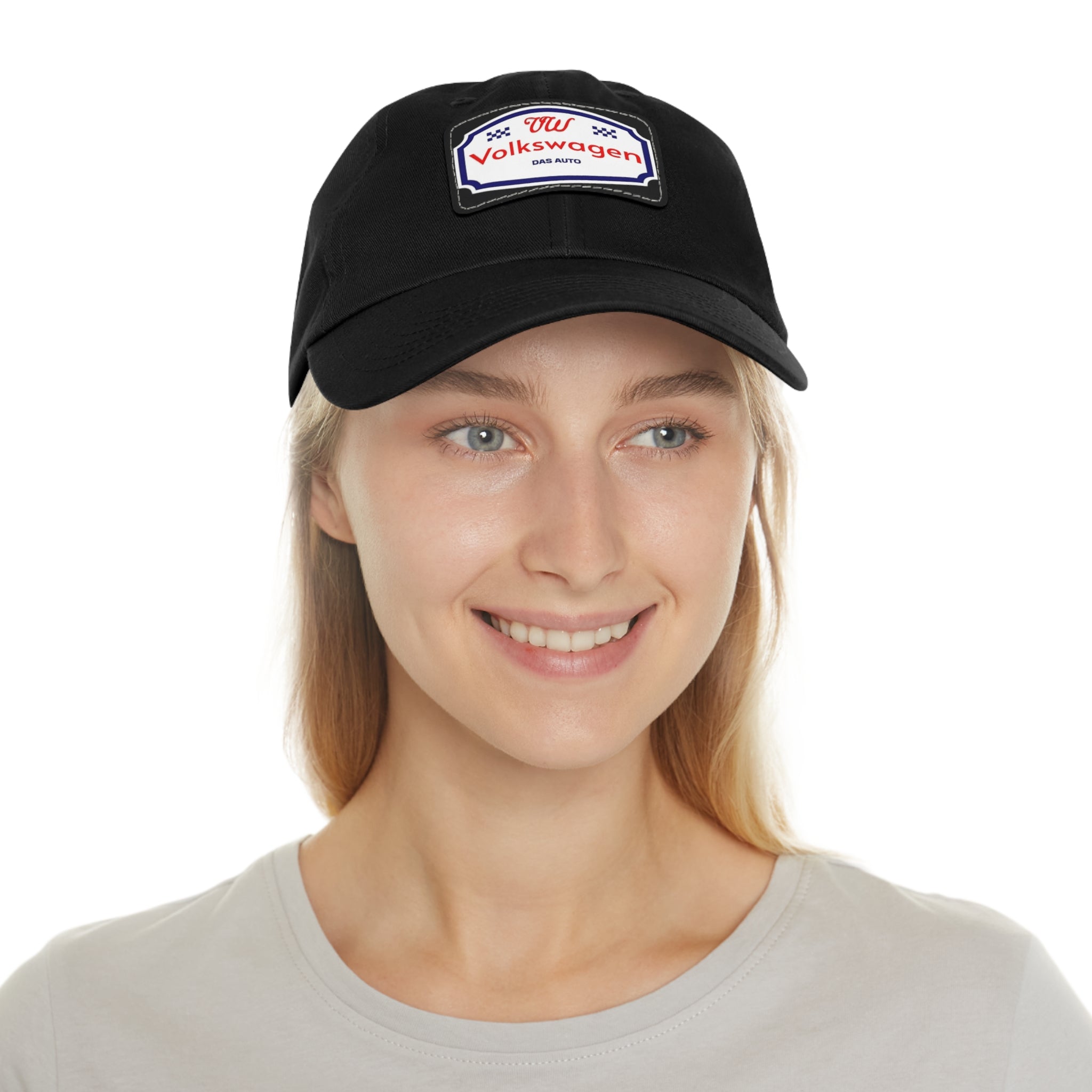 VW Logo Chino Twill Cap – Leather Patch Hat for Car Lovers