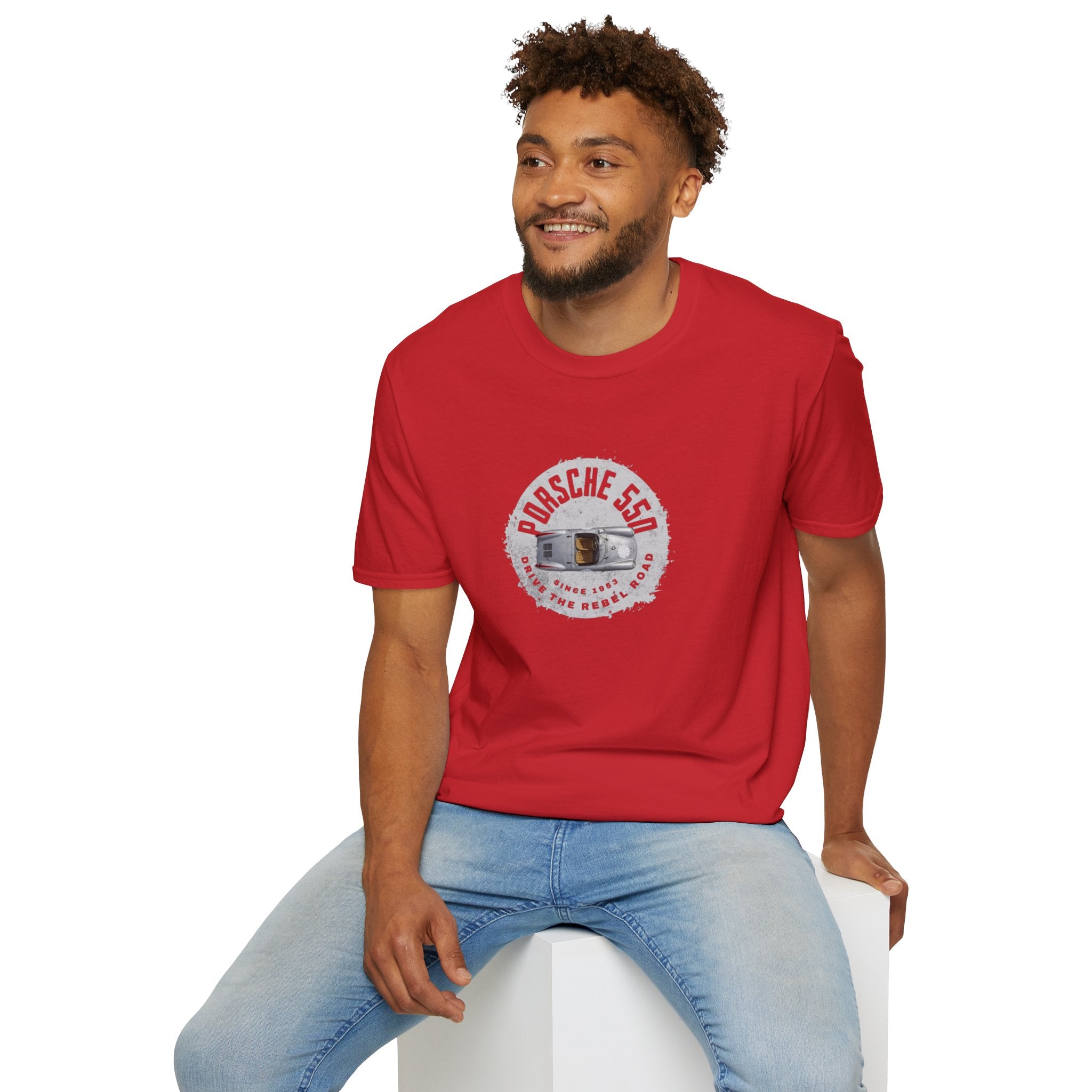 Porsche 550 Unisex Softstyle T-Shirt – Vintage Car Tee for Classic Car Lovers & Road Trip Enthusiasts