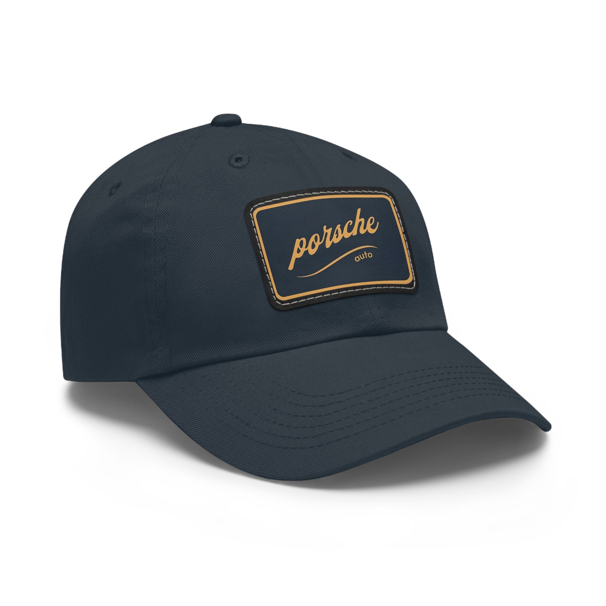 Porsche Logo Chino Twill Cap – Leather Patch Casual Hat for Car Lovers
