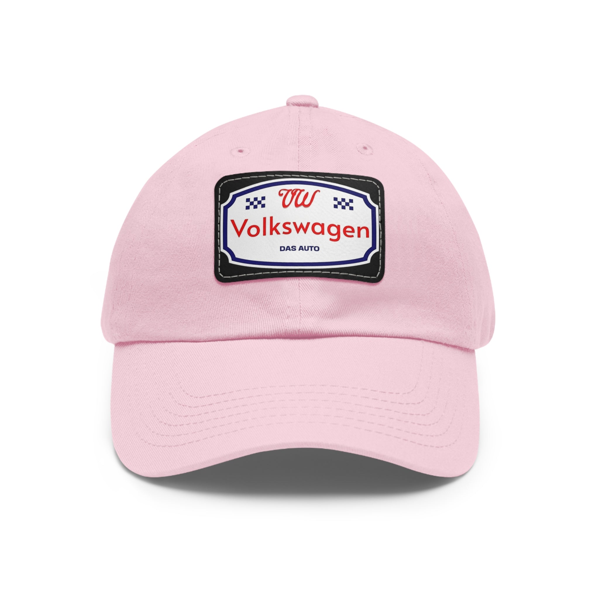 VW Logo Chino Twill Cap – Leather Patch Hat for Car Lovers
