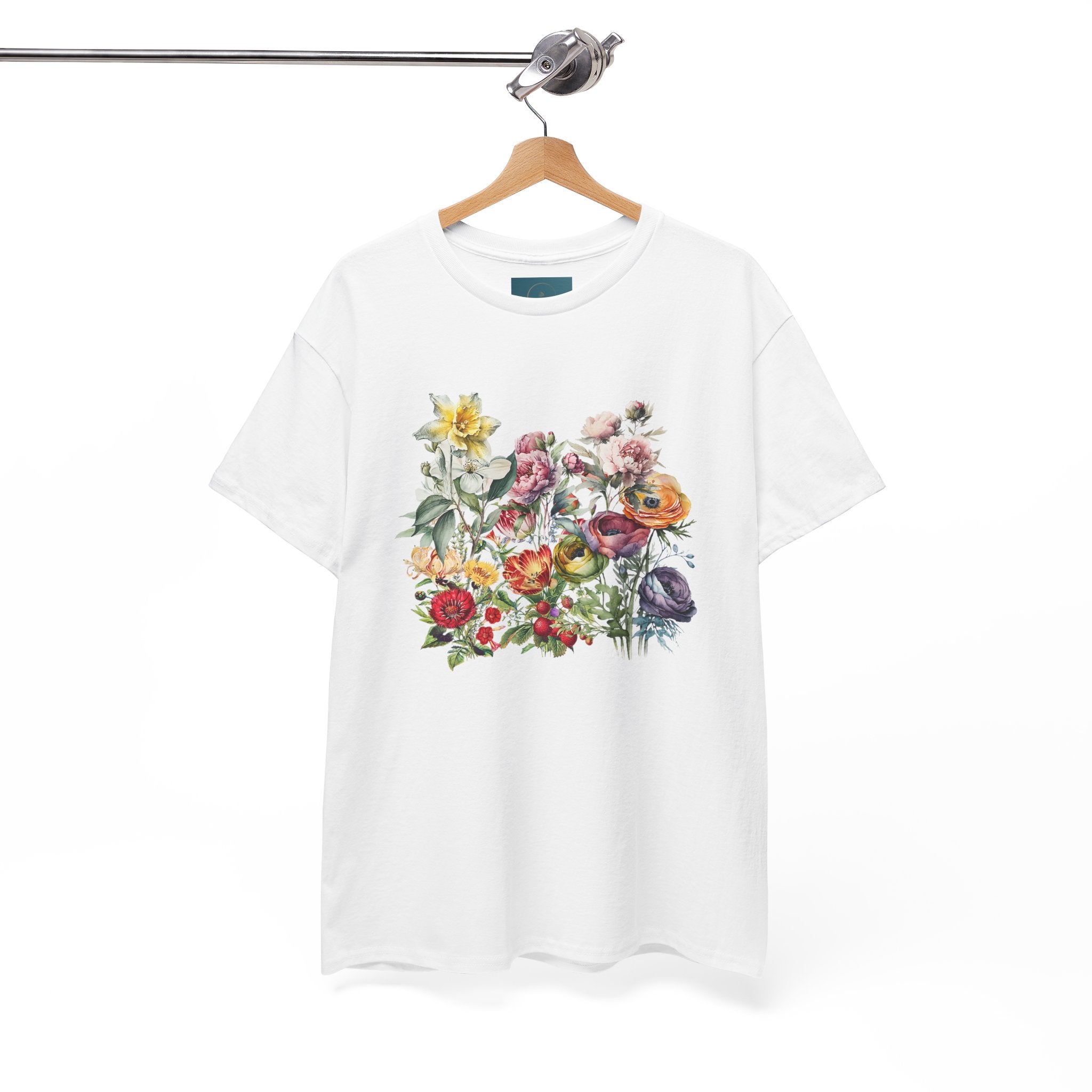 Floral Print Unisex Cotton Tee – Spring flowers Casual T-Shirt.