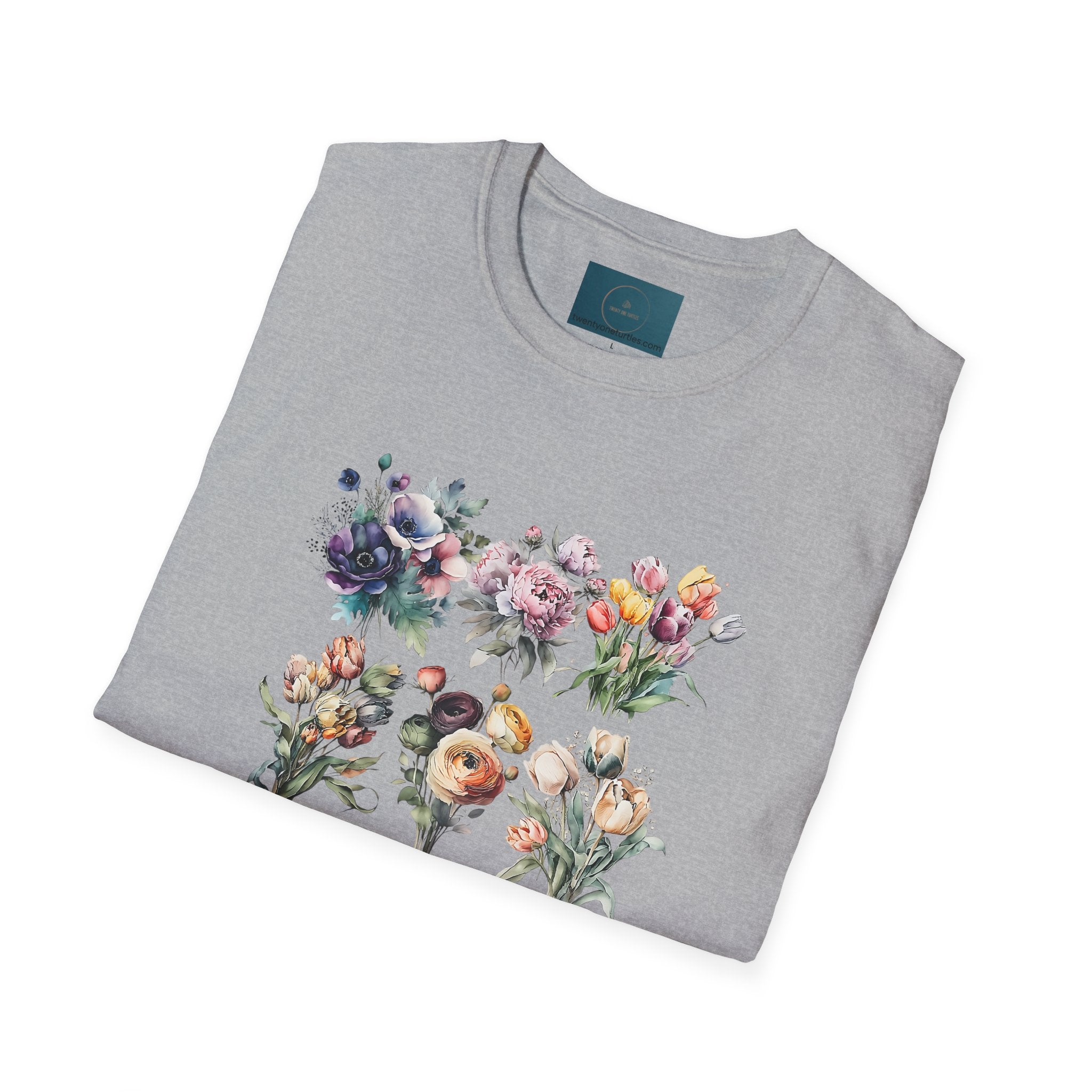 Floral Garden Unisex T-Shirt - Softstyle Casual Tee, Summer Wardrobe & Gift for Her