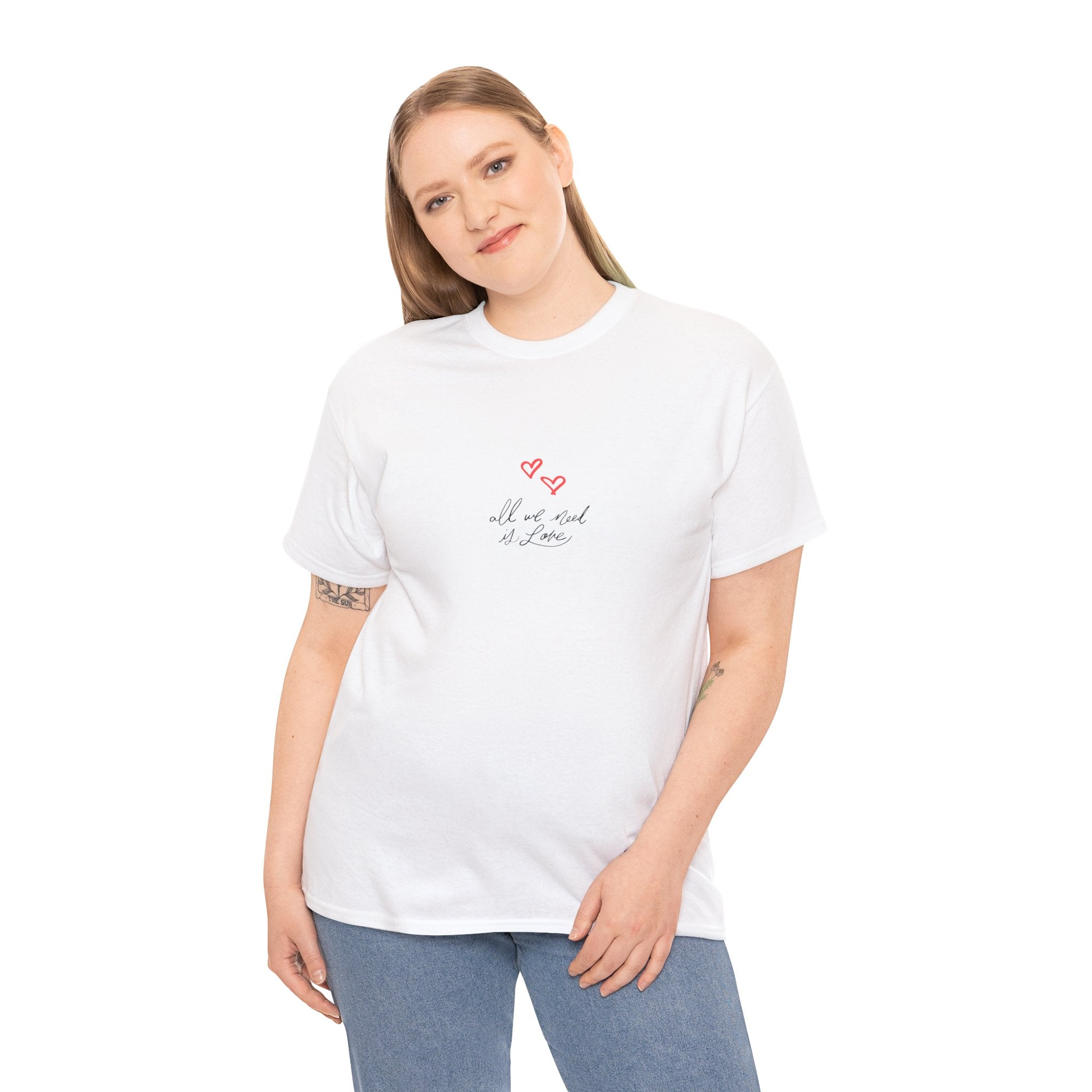 'All We Need Is Love' T-Shirt - Cute Heart Design. Peaceful & Meaningful Casual Tee