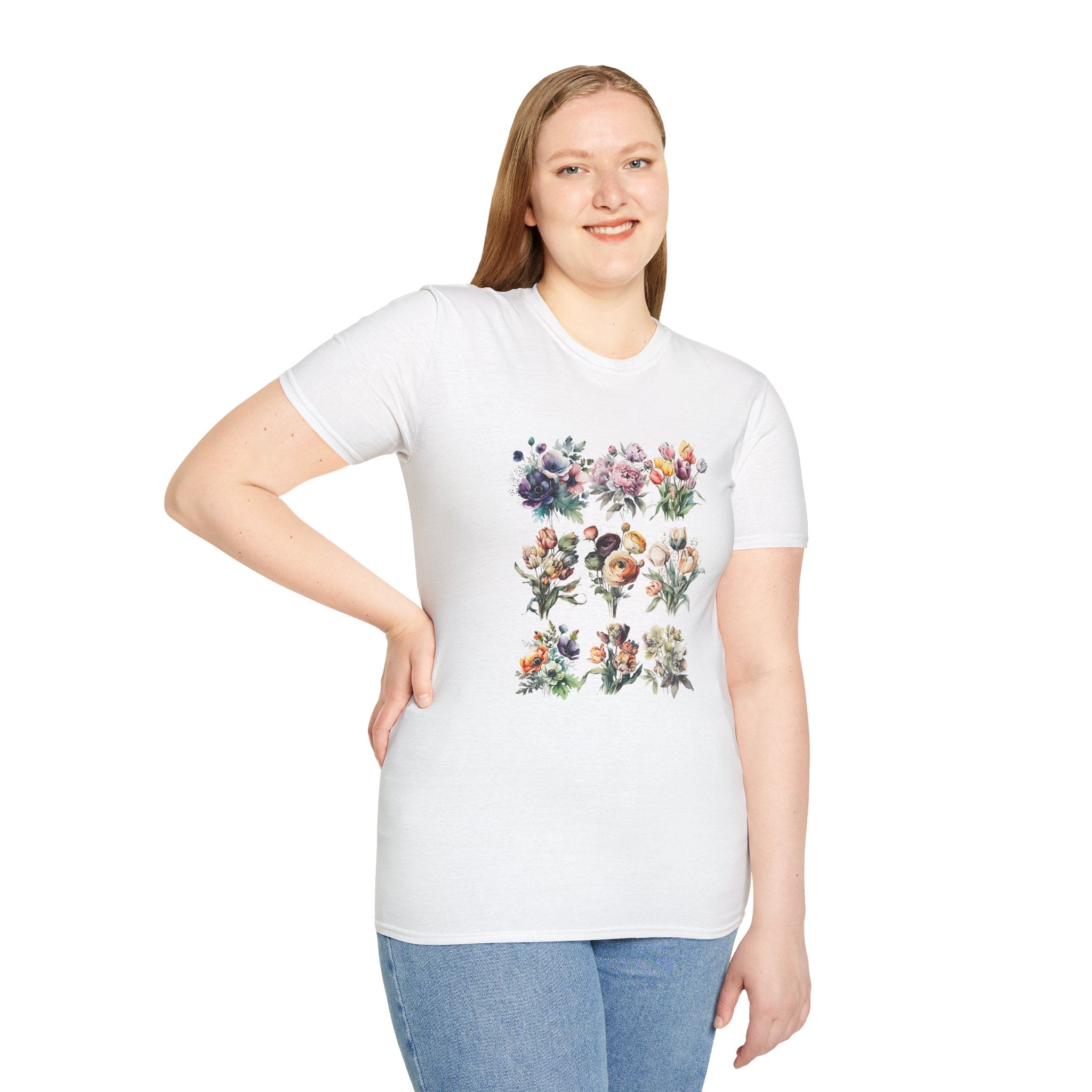 Floral Garden Unisex T-Shirt - Softstyle Casual Tee, Summer Wardrobe & Gift for Her