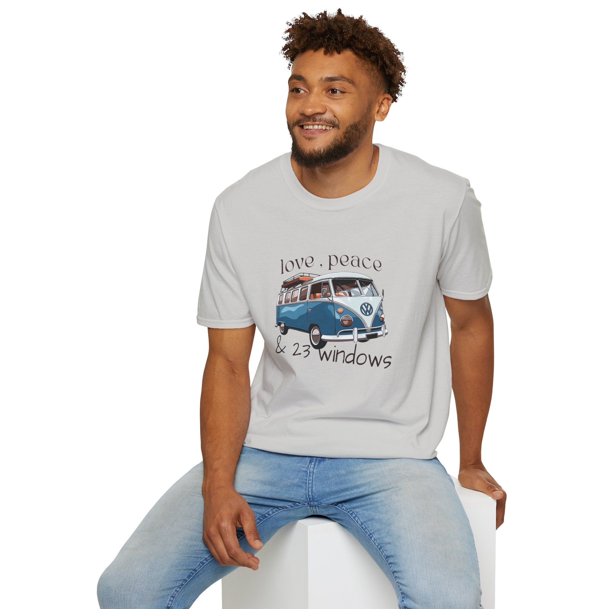 Love Peace & 23 Windows VW Bus T-Shirt | Vintage Boho Unisex Tee