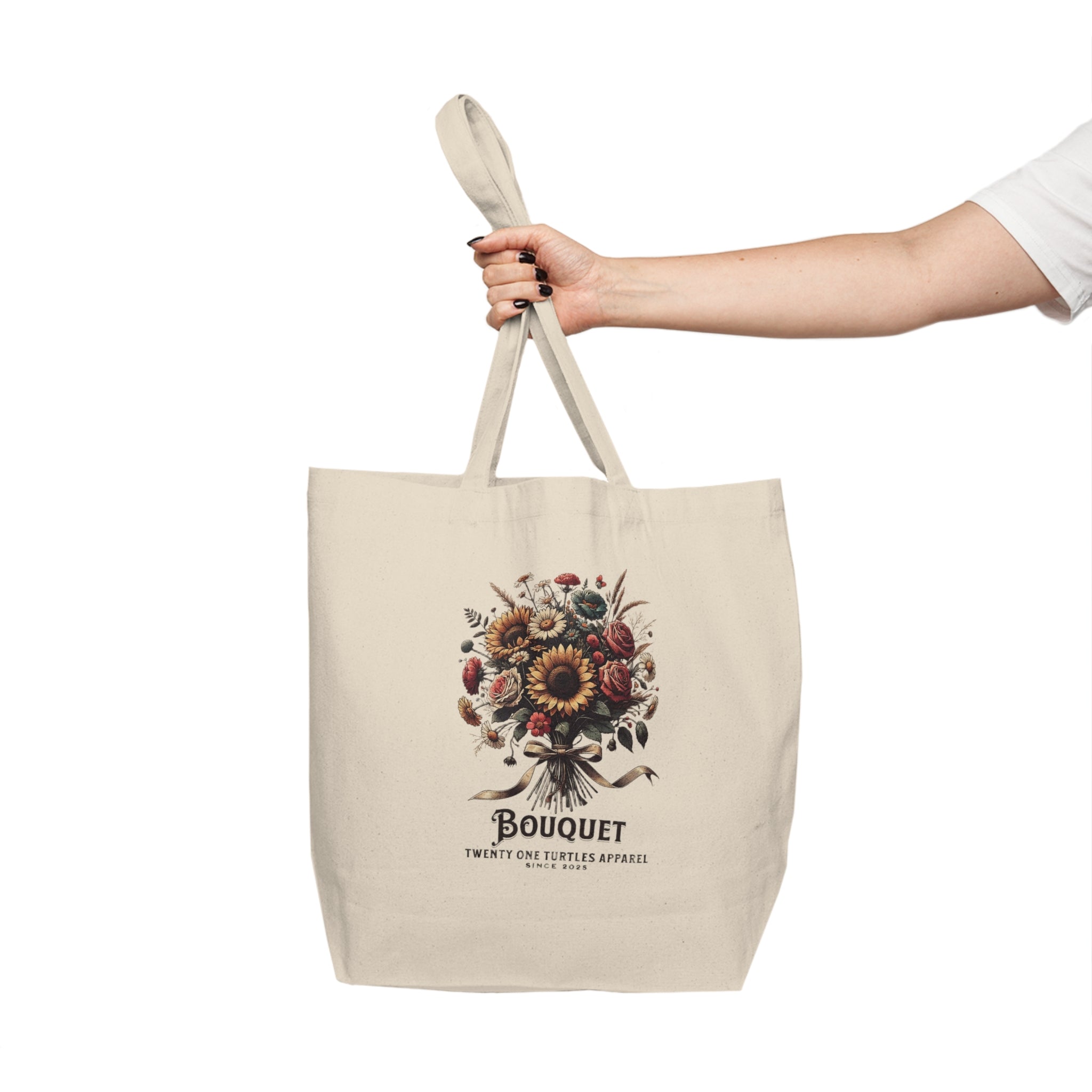 Chic Floral Canvas Tote Bag – Two-in-one style, different floral prints on each side