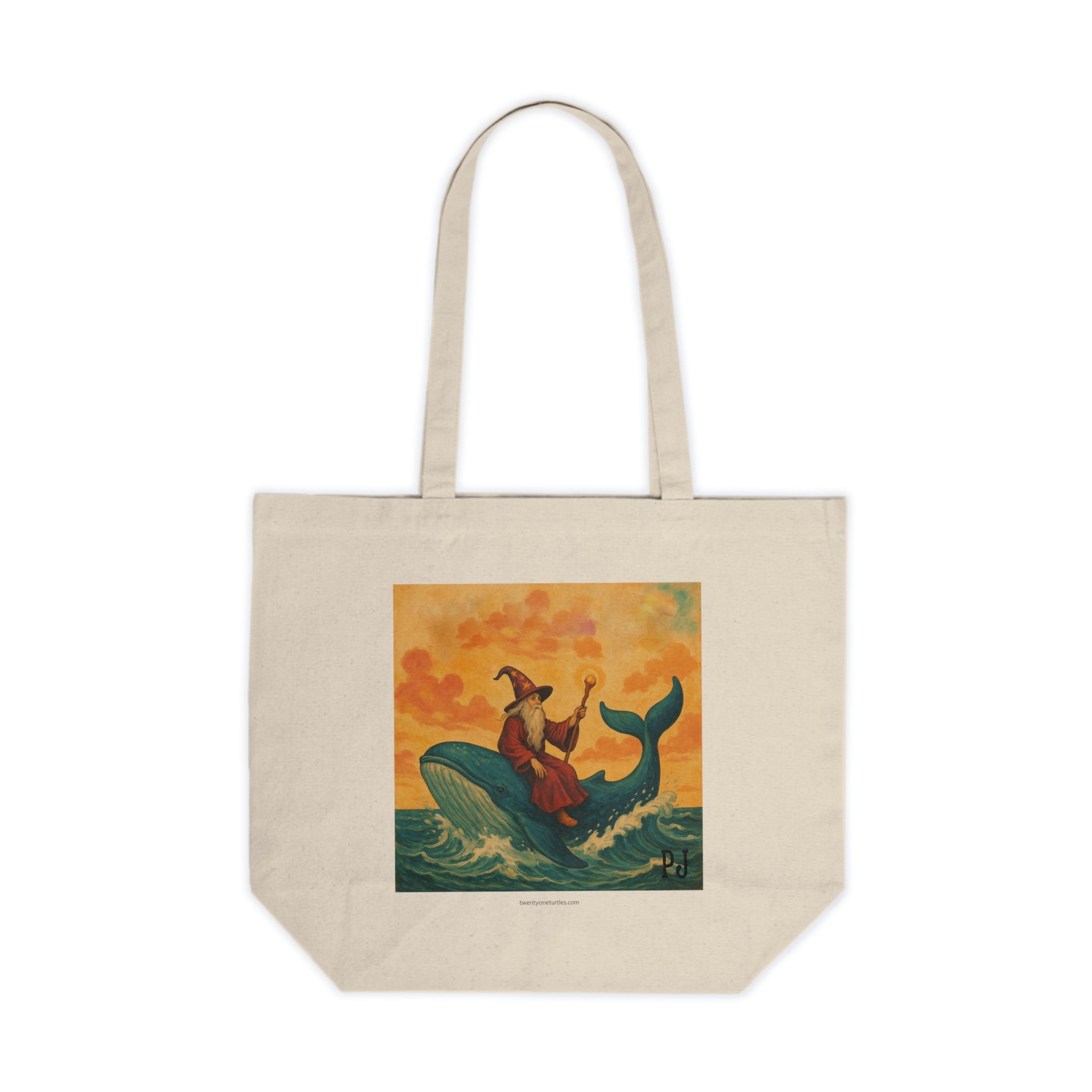 Wizard on a Whale Canvas Tote Bag – Eco-Friendly Shopping, Beach, Concert Bag