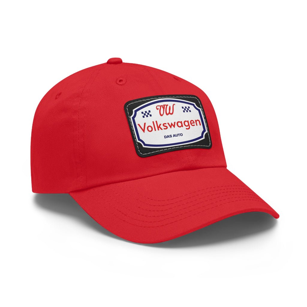 VW Logo Chino Twill Cap – Leather Patch Hat for Car Lovers