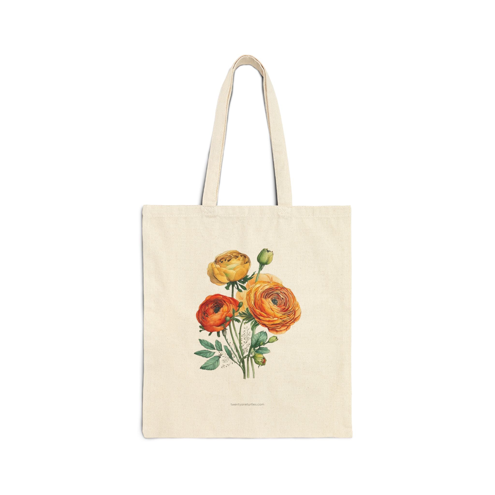 Floral Cotton Canvas Tote Bag – with 2 Different Prints | market bag