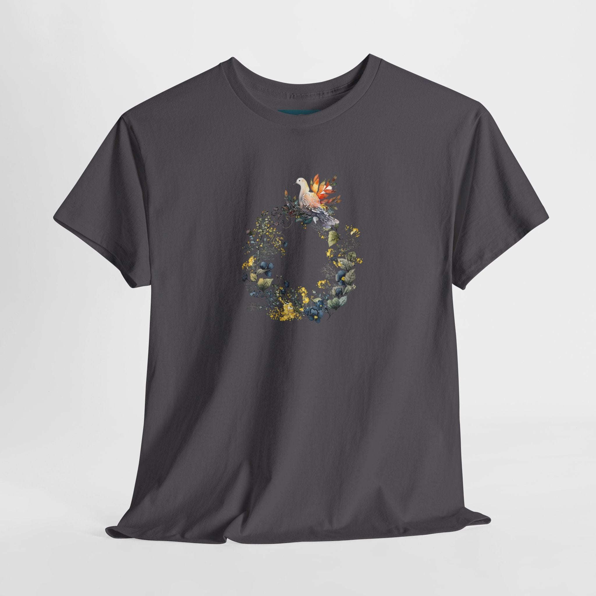 Floral 'Dove of Peace' Unisex Cotton Tee - Eco-Friendly Casual Shirt