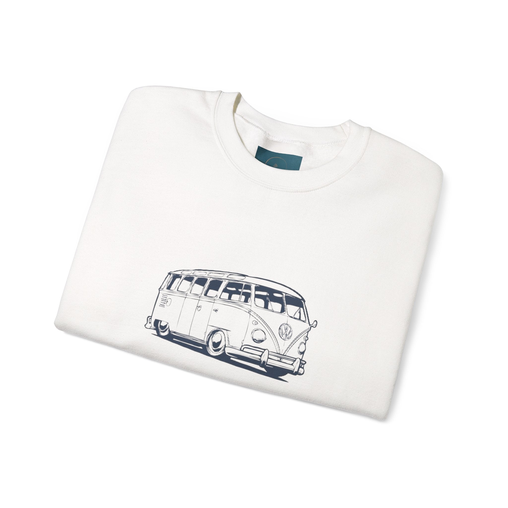 The Road Tripper: Unisex VW Bus Cotton-Blend Crewneck Sweatshirt
