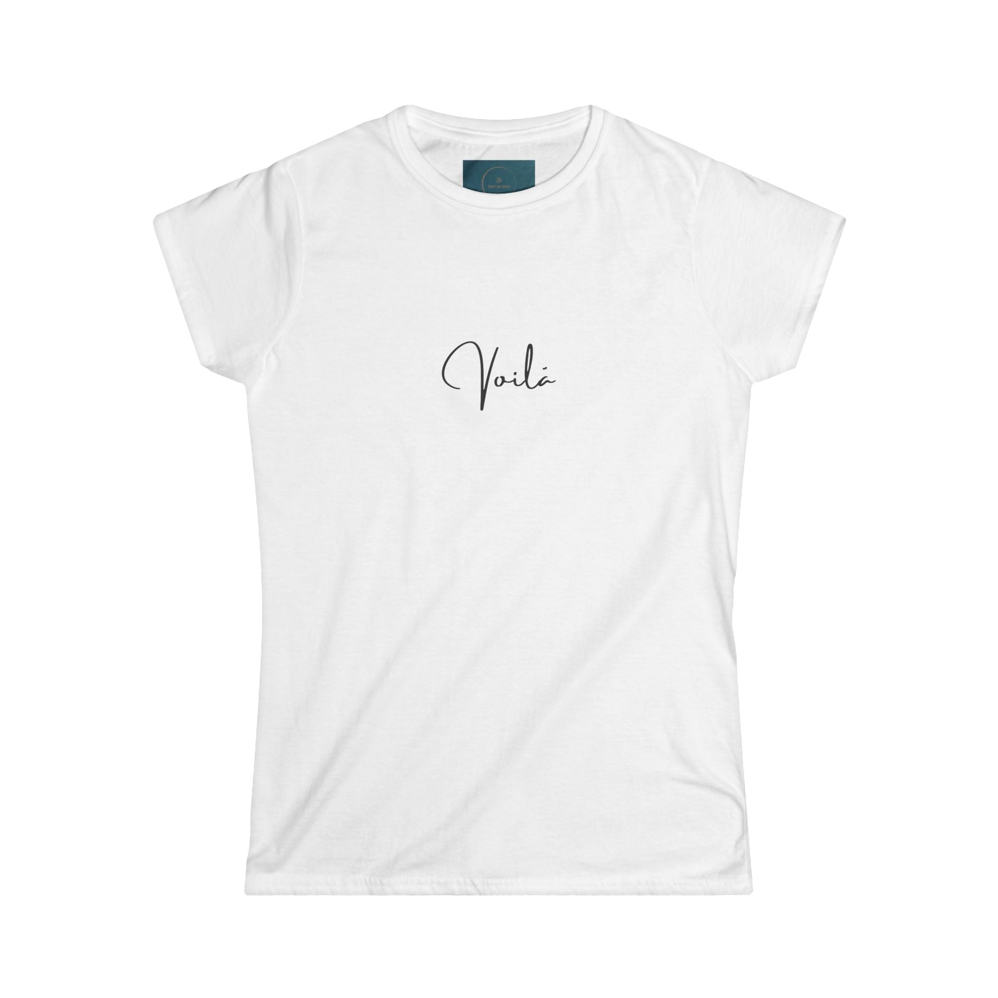 White t-shirt with 'Vila' logo on a white background