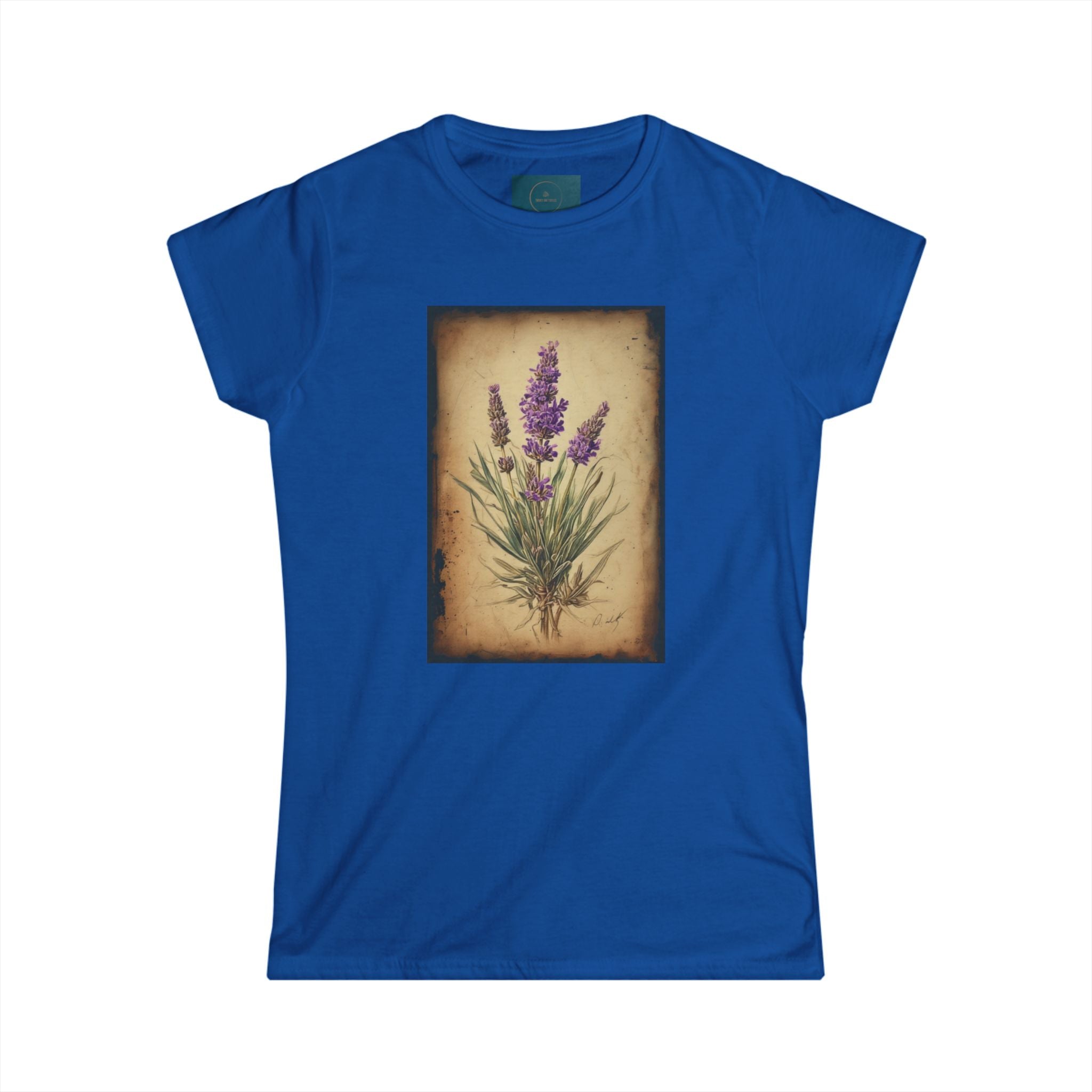 Lavender Floral Women’s Semi-Fitted Tee – Vintage Botanical Print Top