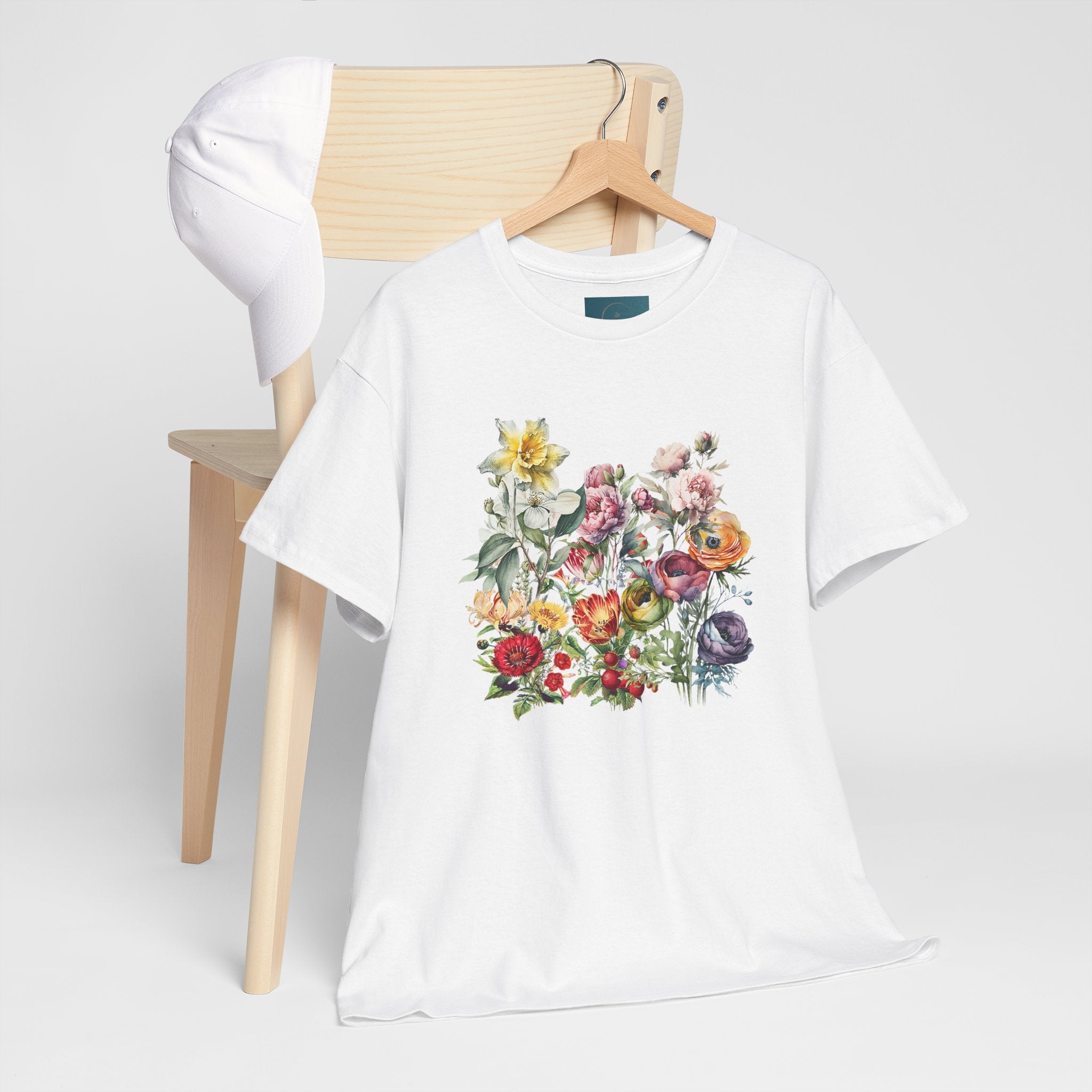 Floral Print Unisex Cotton Tee – Spring flowers Casual T-Shirt.