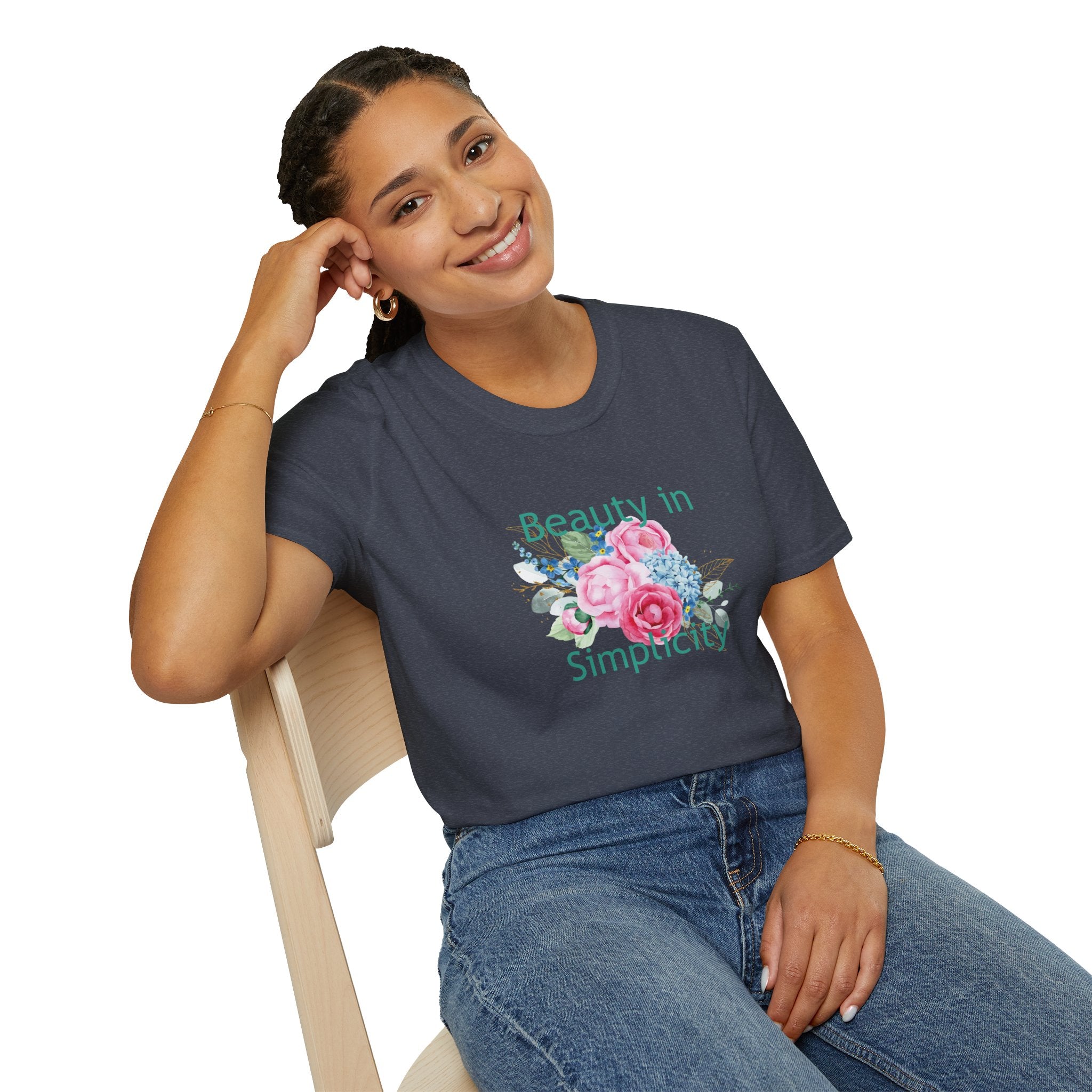 "Unisex Floral T-Shirt – 'Beauty in Simplicity' Eco-Friendly Summer Tee"