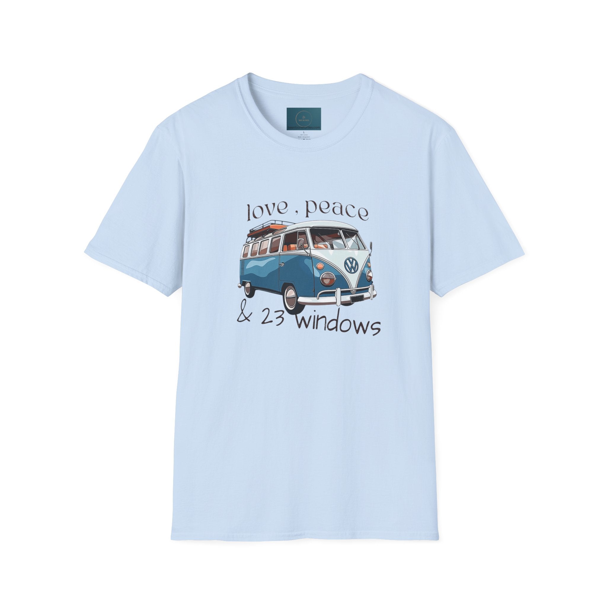 Love Peace & 23 Windows VW Bus T-Shirt | Vintage Boho Unisex Tee