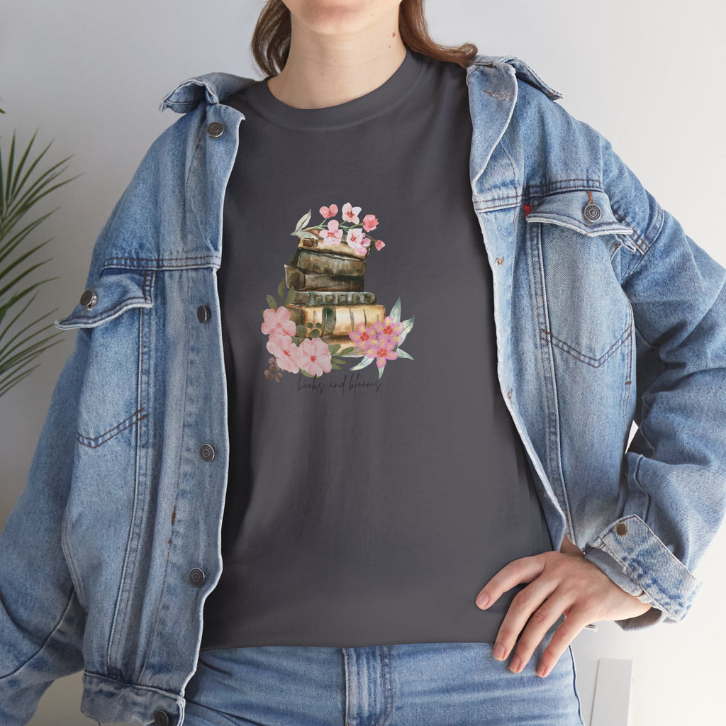 'Books and Blooms' T-shirt | Perfect Gift for Her | Tee for Book Lovers