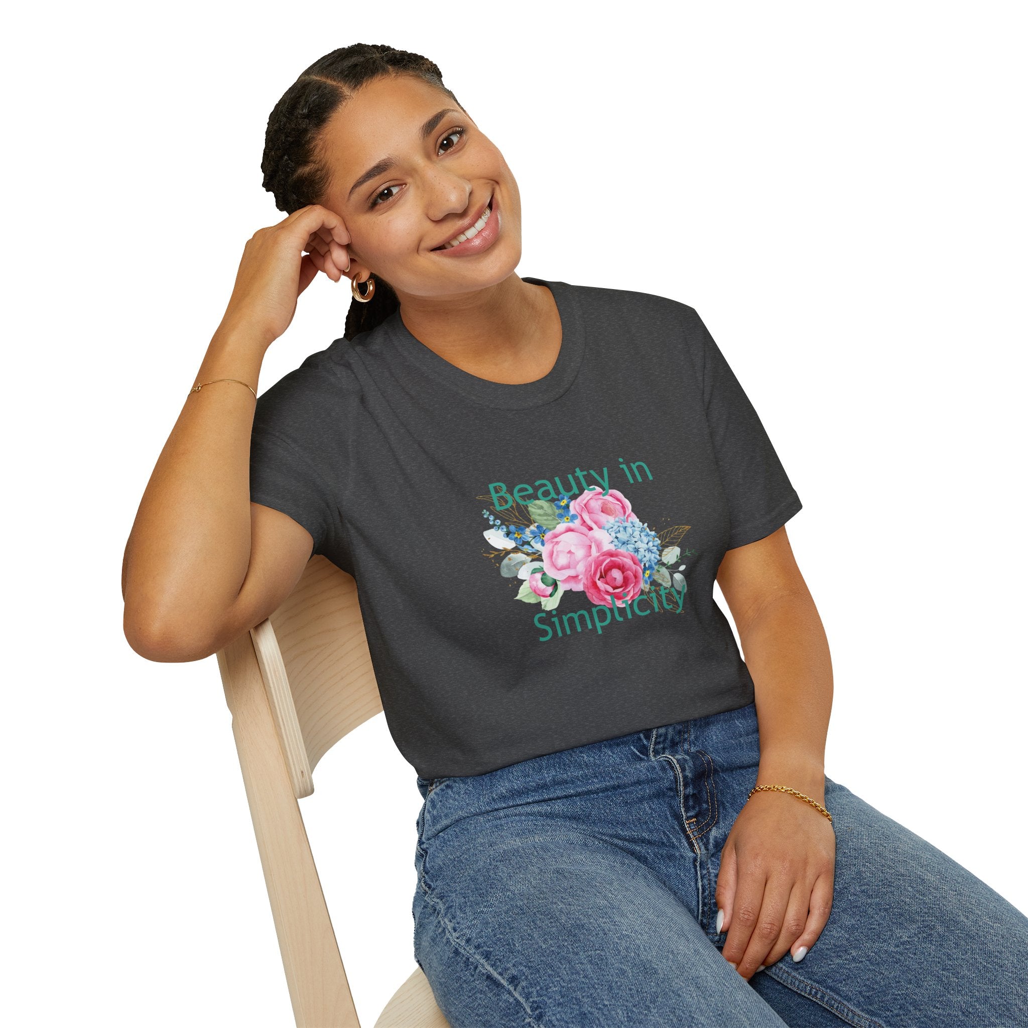 "Unisex Floral T-Shirt – 'Beauty in Simplicity' Eco-Friendly Summer Tee"
