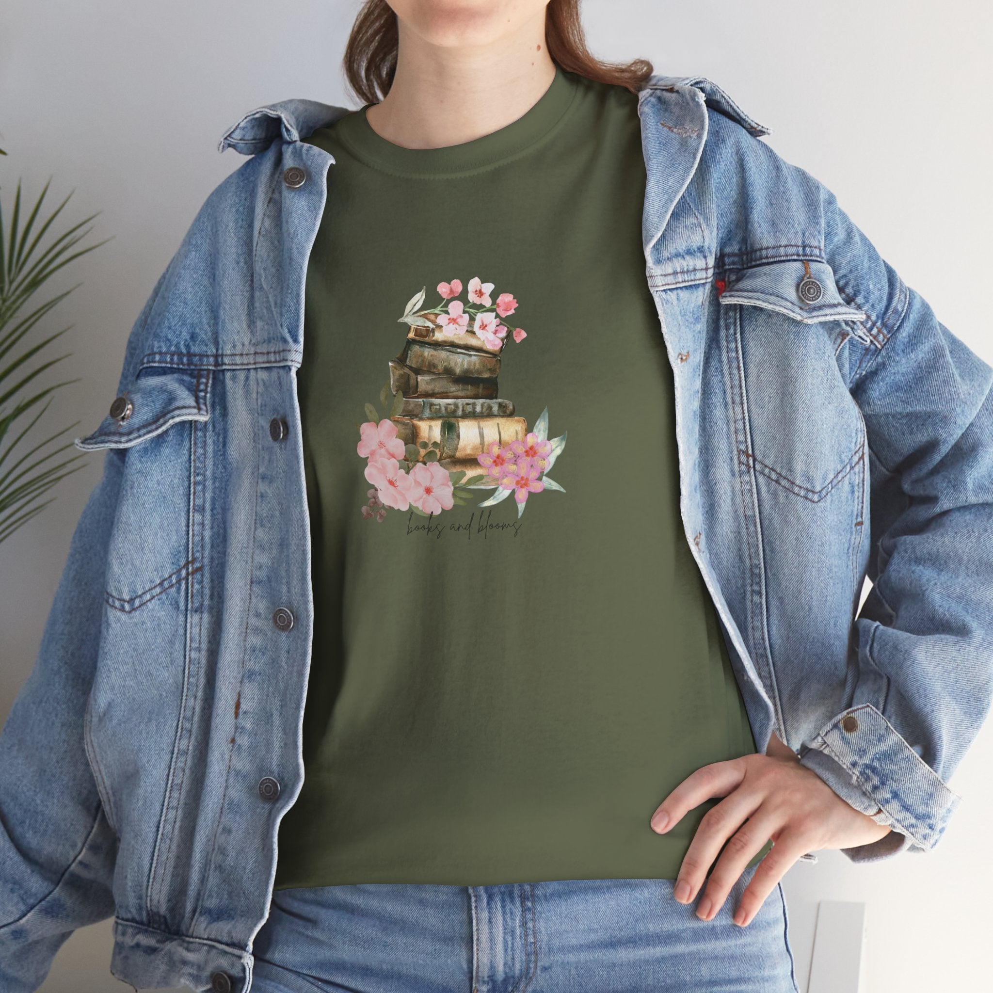 'Books and Blooms' T-shirt | Perfect Gift for Her | Tee for Book Lovers