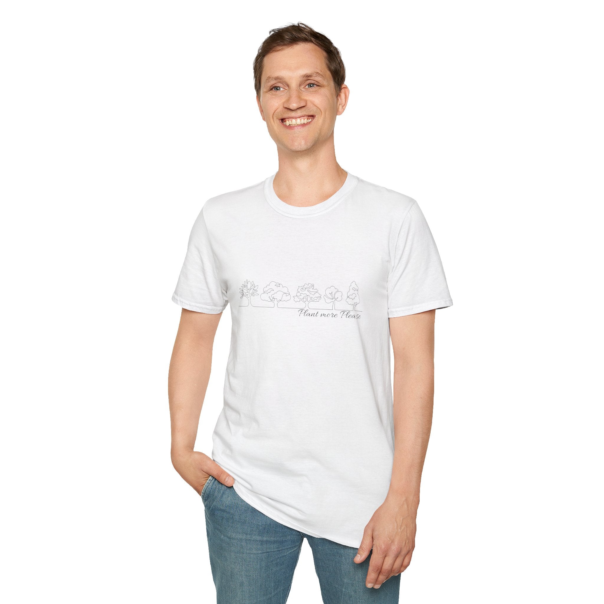 Plant More Trees T-Shirt – Cute Unisex Nature Tee, line drawing print