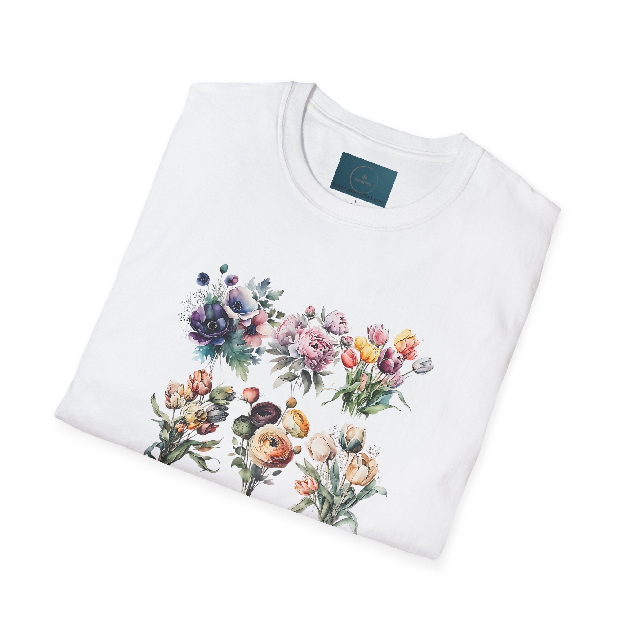 Floral Garden Unisex T-Shirt - Softstyle Casual Tee, Summer Wardrobe & Gift for Her