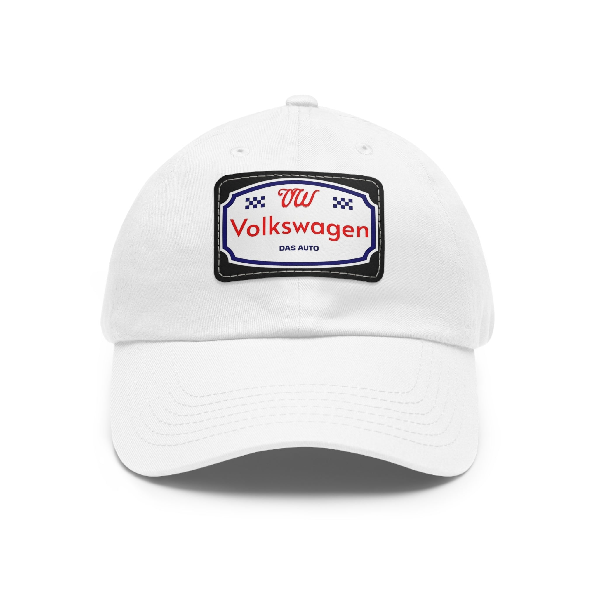 White cap with Volkswagen vintage logo on a white background
