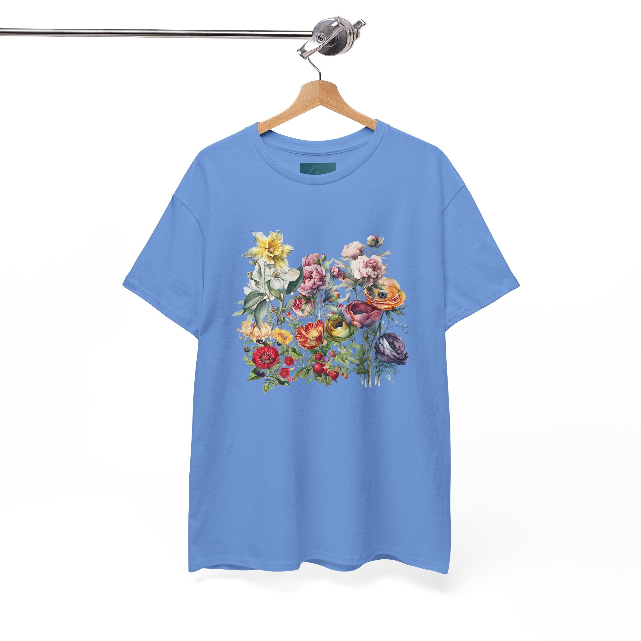 Floral Print Unisex Cotton Tee – Spring flowers Casual T-Shirt.
