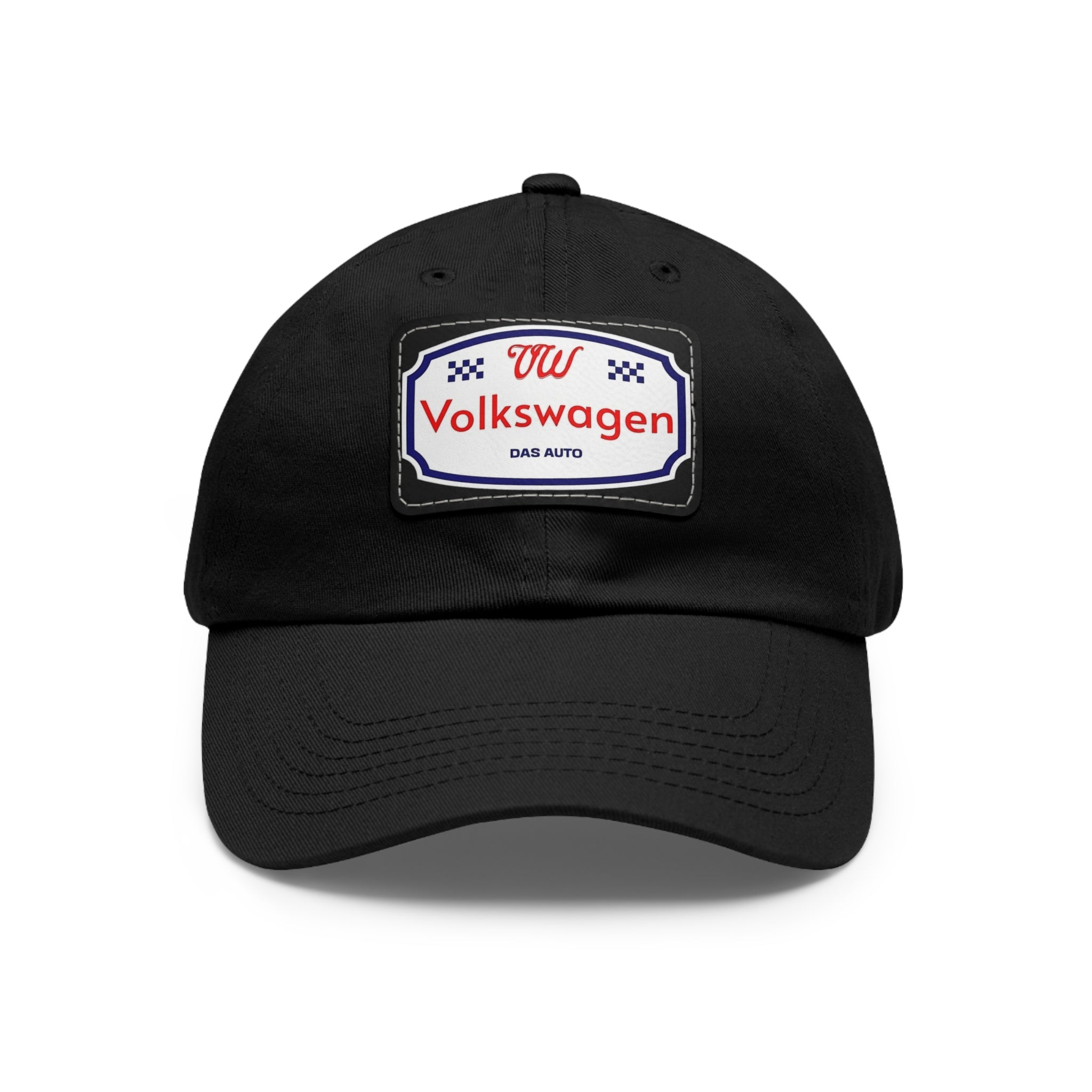 Black cap with Volkswagen vintage logo on a white background