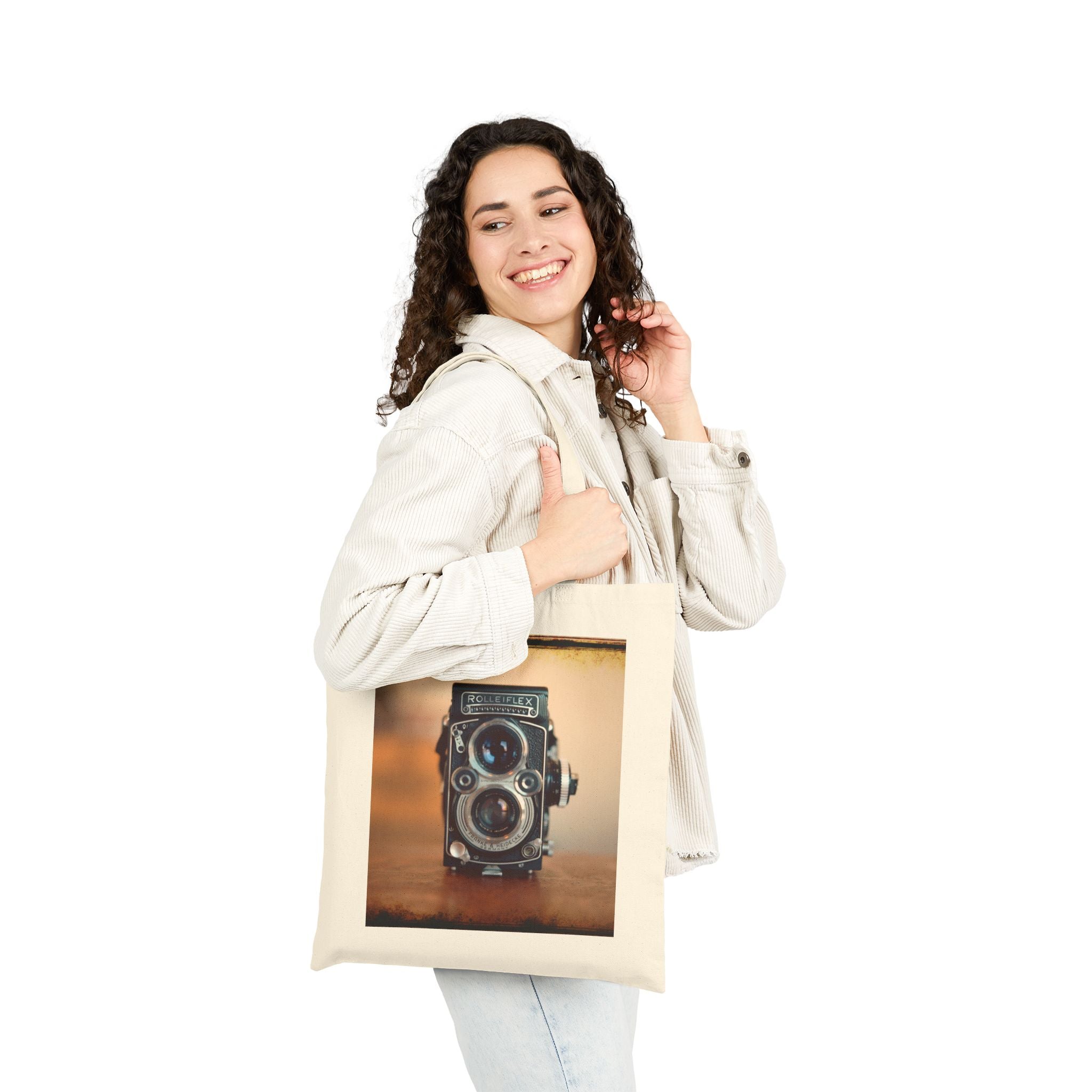 Vintage Rolleiflex Camera Print Tote Bag – Eco-Friendly Cotton Canvas Shopper