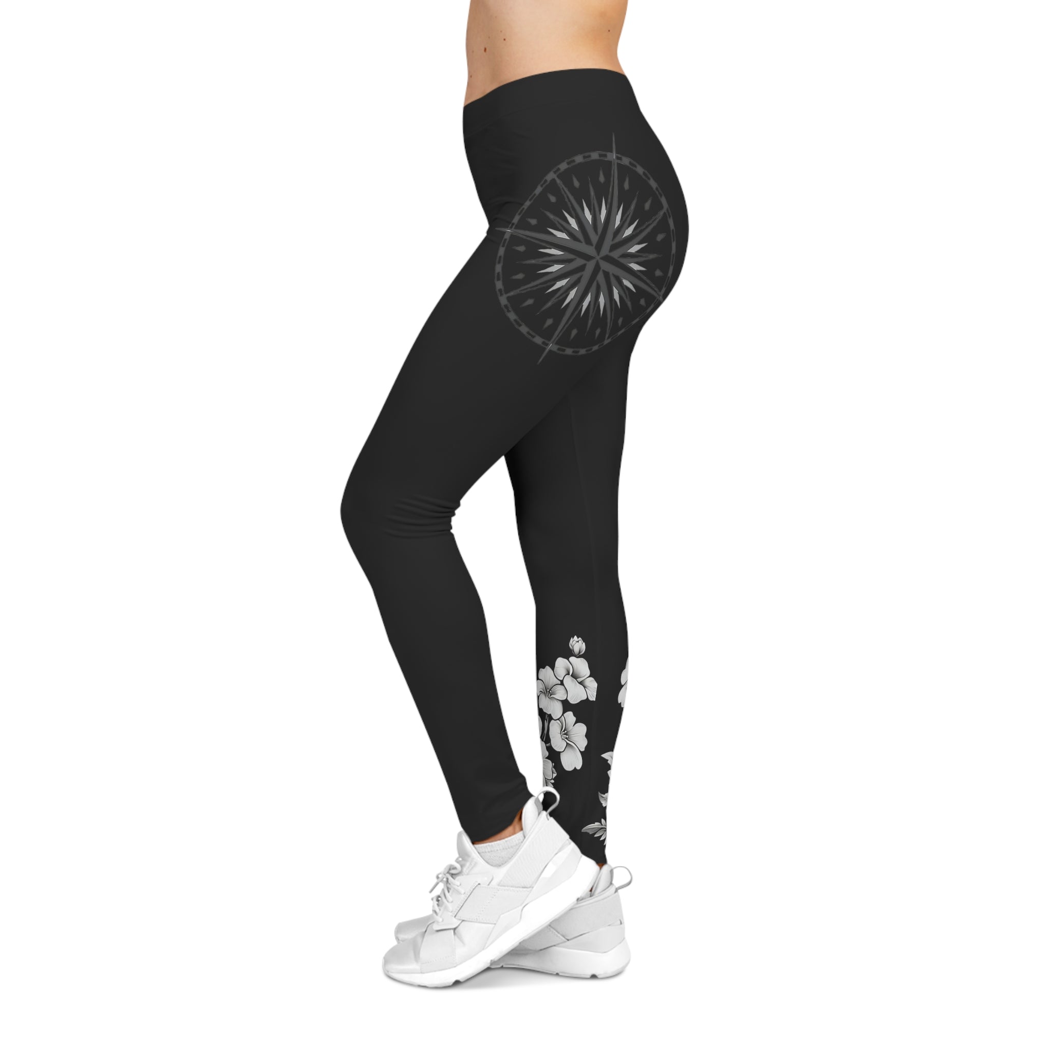 Floral Design Leggings for Women – Black | Comfortable Activewear & Stylish Everyday Wear