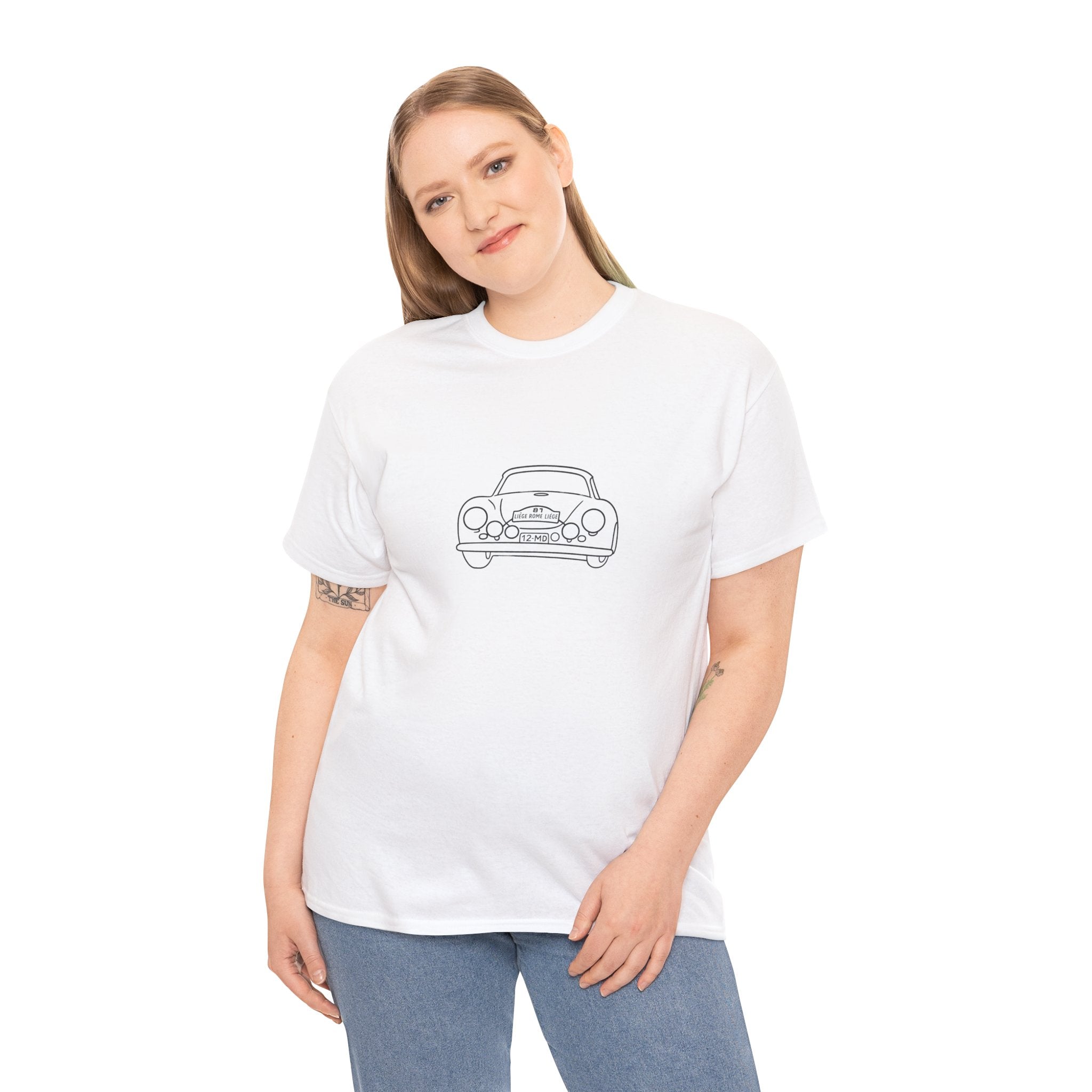 Vintage Porsche 356 Outline Tee — Minimalist Classic Car Graphic T-Shirt