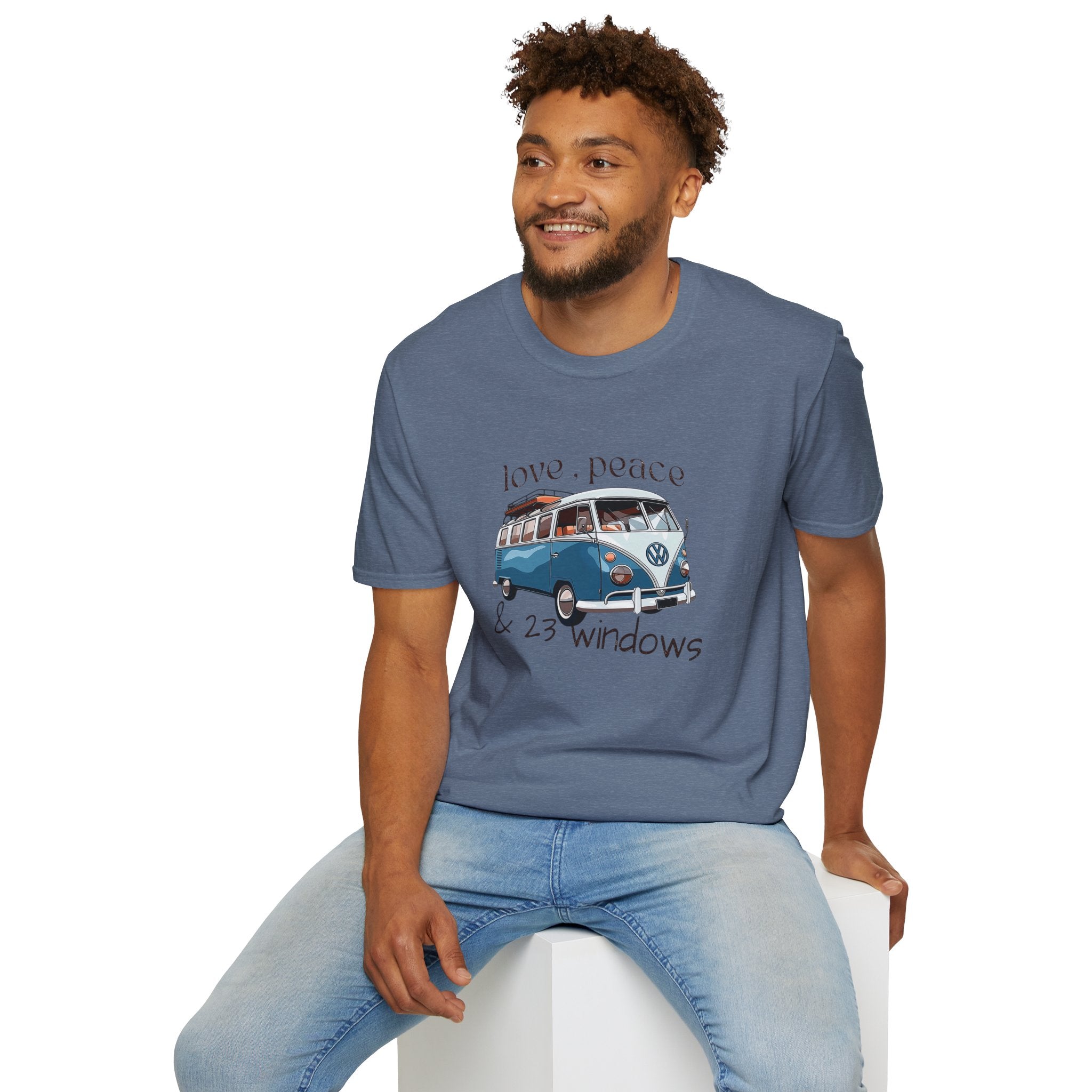 Love Peace & 23 Windows VW Bus T-Shirt | Vintage Boho Unisex Tee