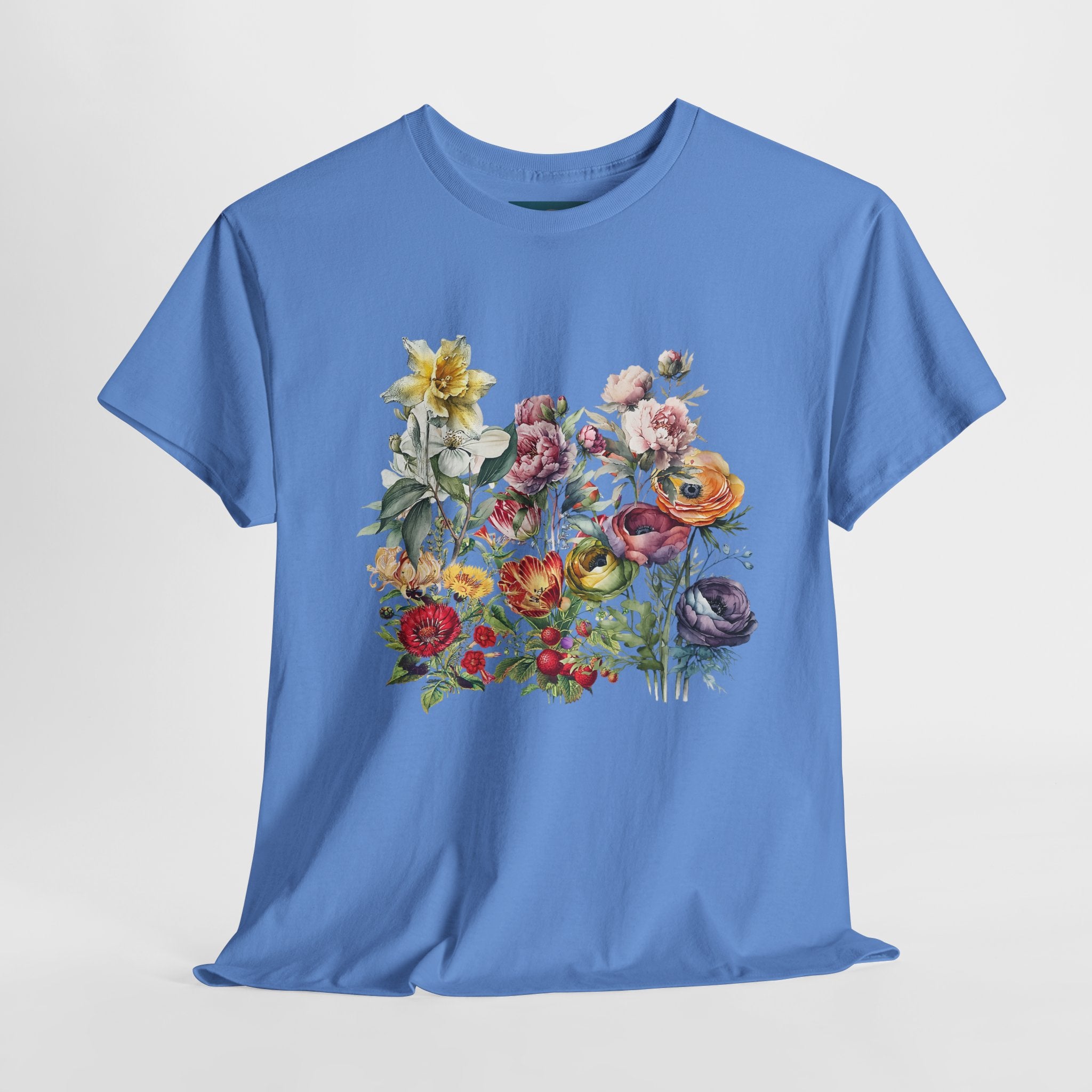 Floral Print Unisex Cotton Tee – Spring flowers Casual T-Shirt.