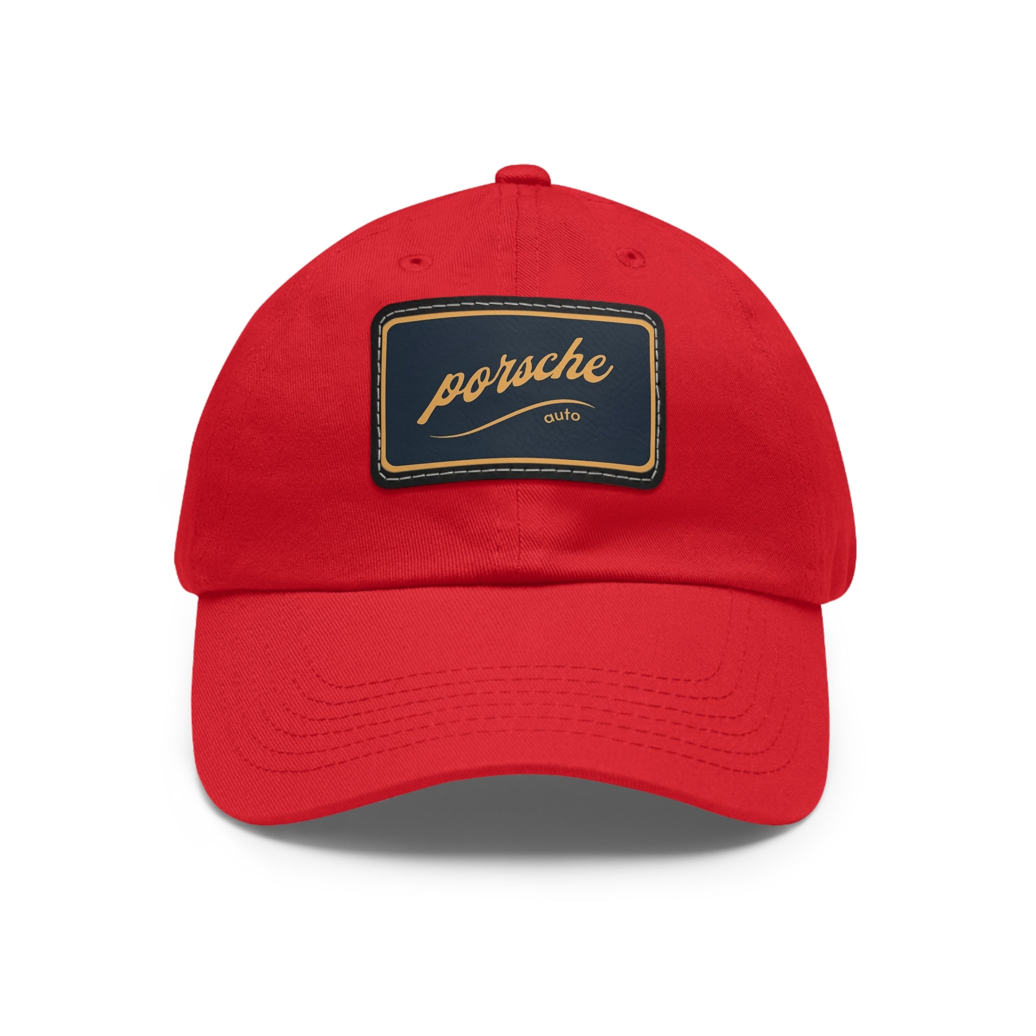 Porsche Logo Chino Twill Cap – Leather Patch Casual Hat for Car Lovers