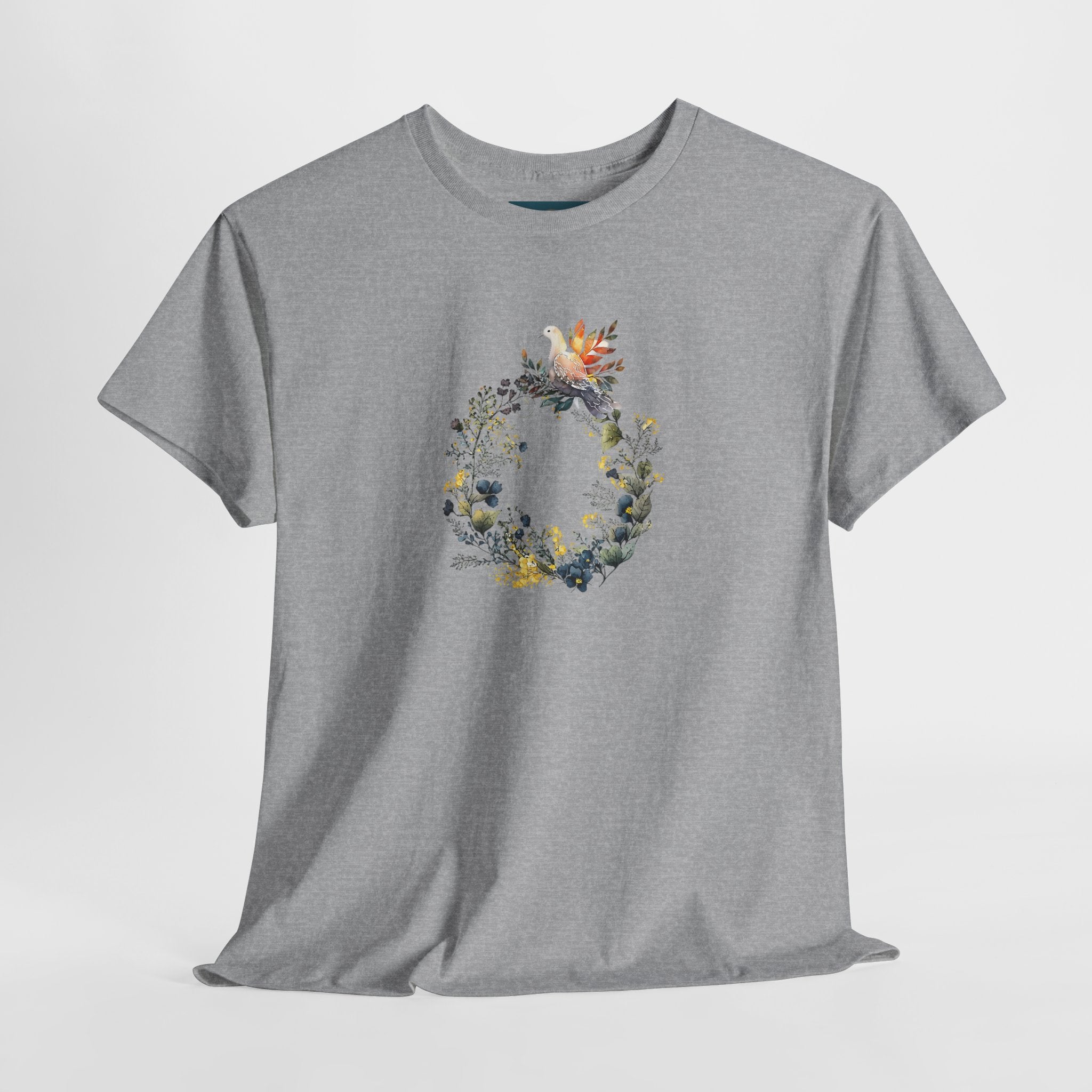 Floral 'Dove of Peace' Unisex Cotton Tee - Eco-Friendly Casual Shirt