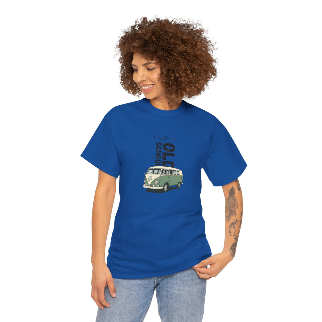 Retro VW Bus Tee | 'Keepin' It Old School' Road Trip Shirt, Vintage Camper Graphic Shirt